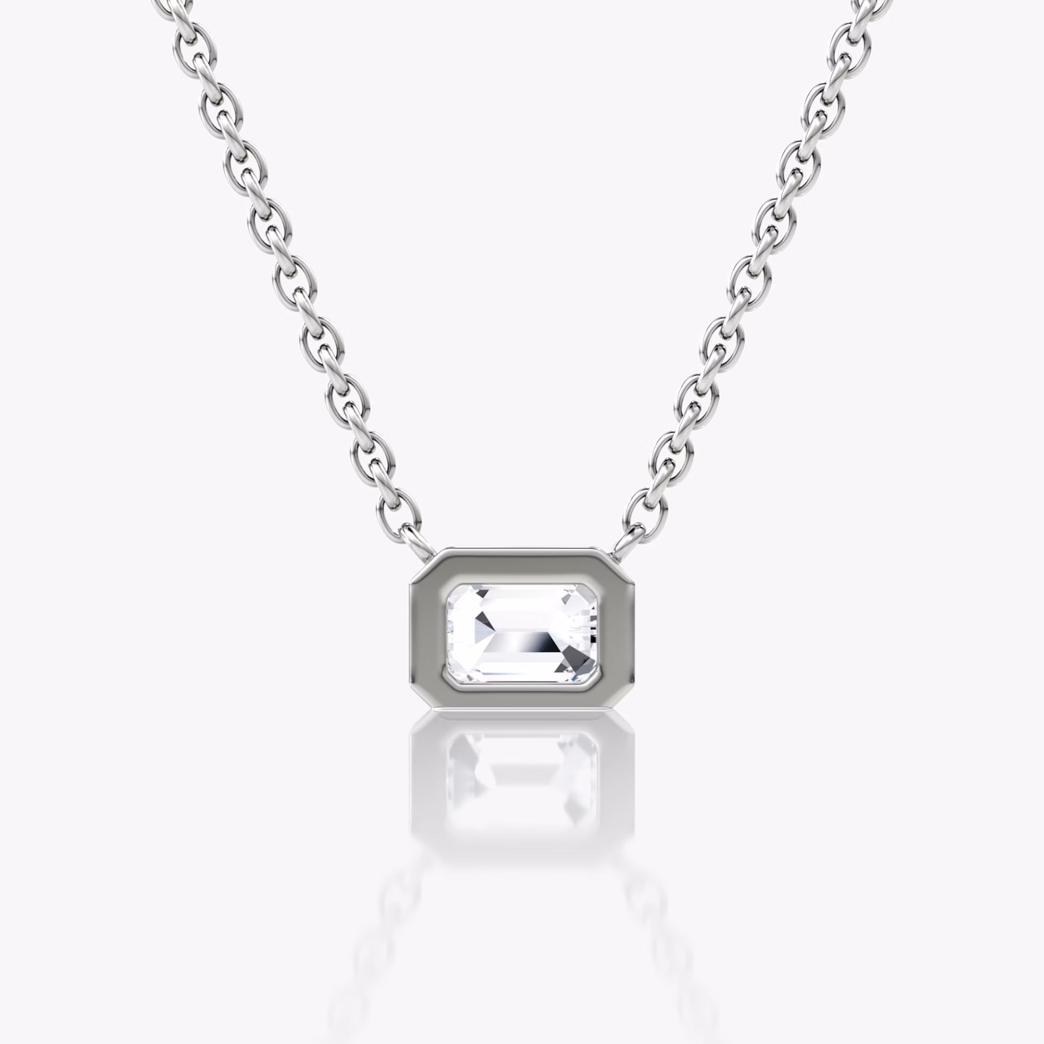 Bezel Solitaire Necklace | Emerald | 14k | White Gold | caratWeight: 0.25ct
