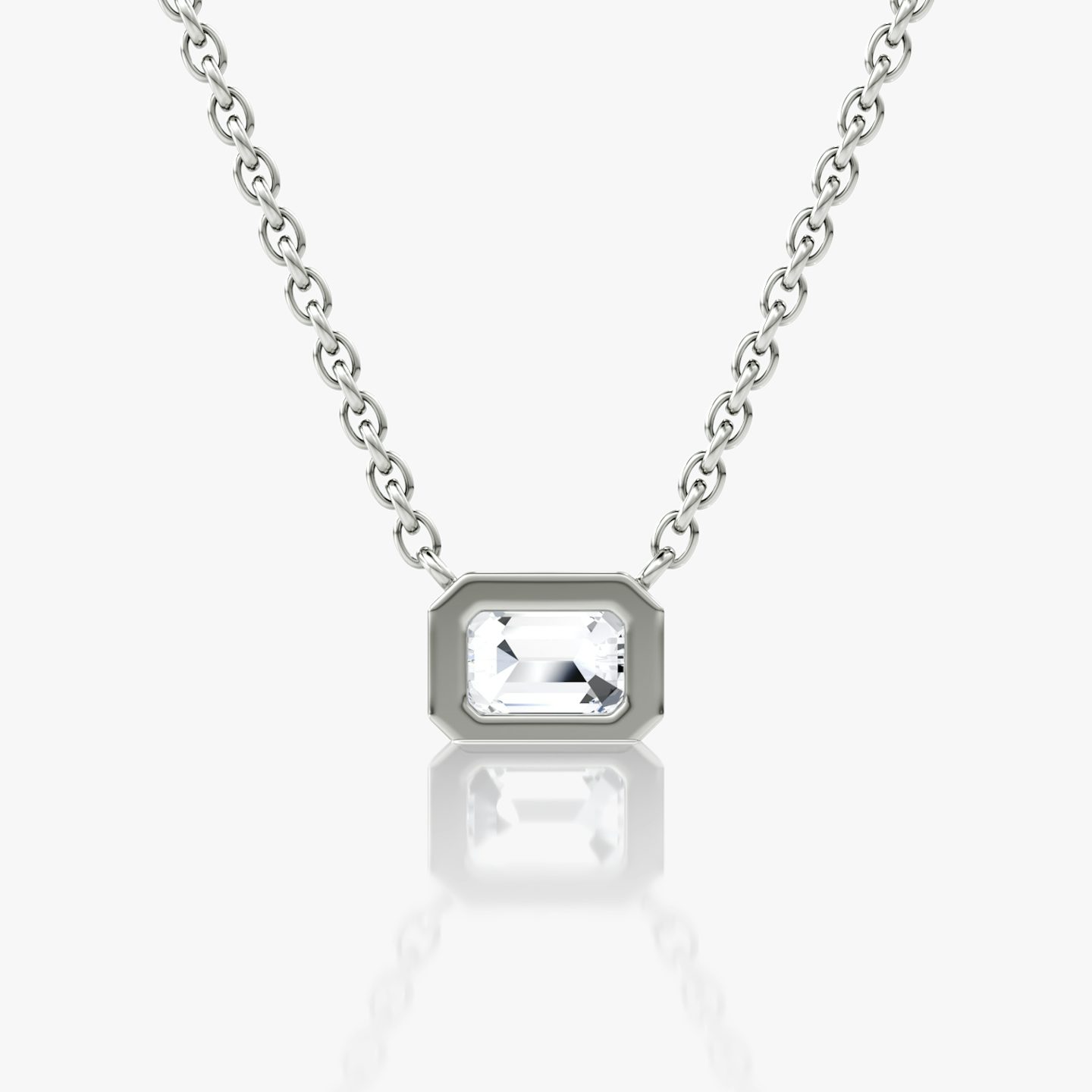 Bezel Solitaire Necklace | Emerald | 14k | White Gold | caratWeight: 0.25ct