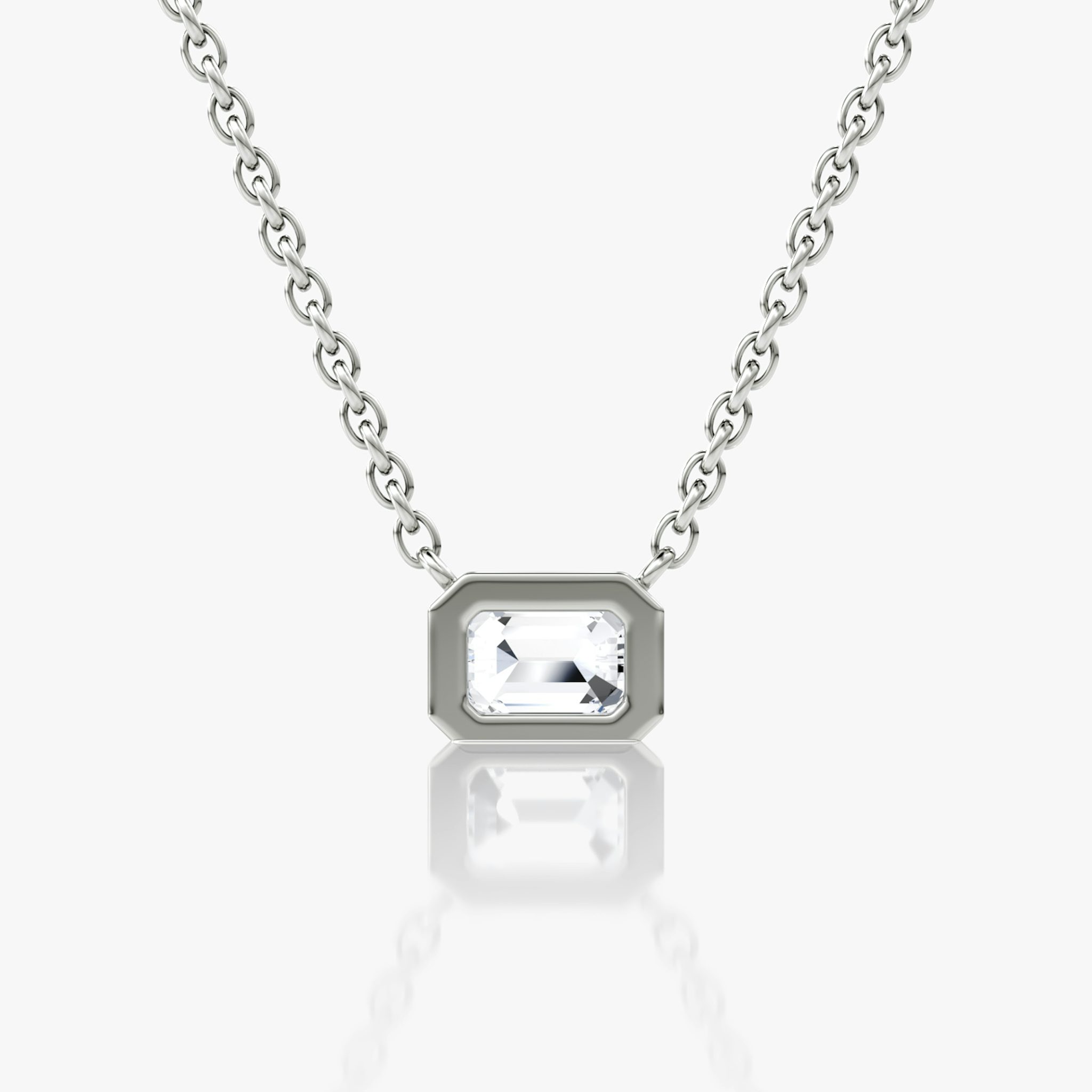 Bezel Solitaire Necklace | Emerald | 14k | White Gold | caratWeight: 0.25ct