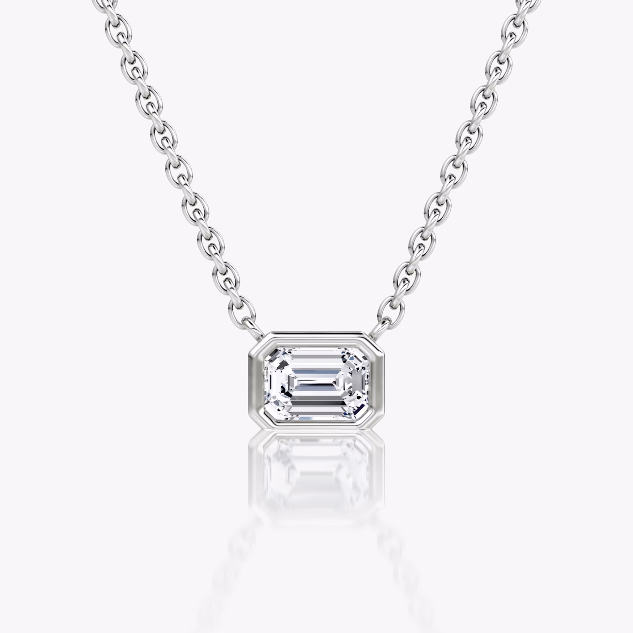 Bezel Solitaire Necklace | Emerald | 14k | White Gold | caratWeight: 0.25ct