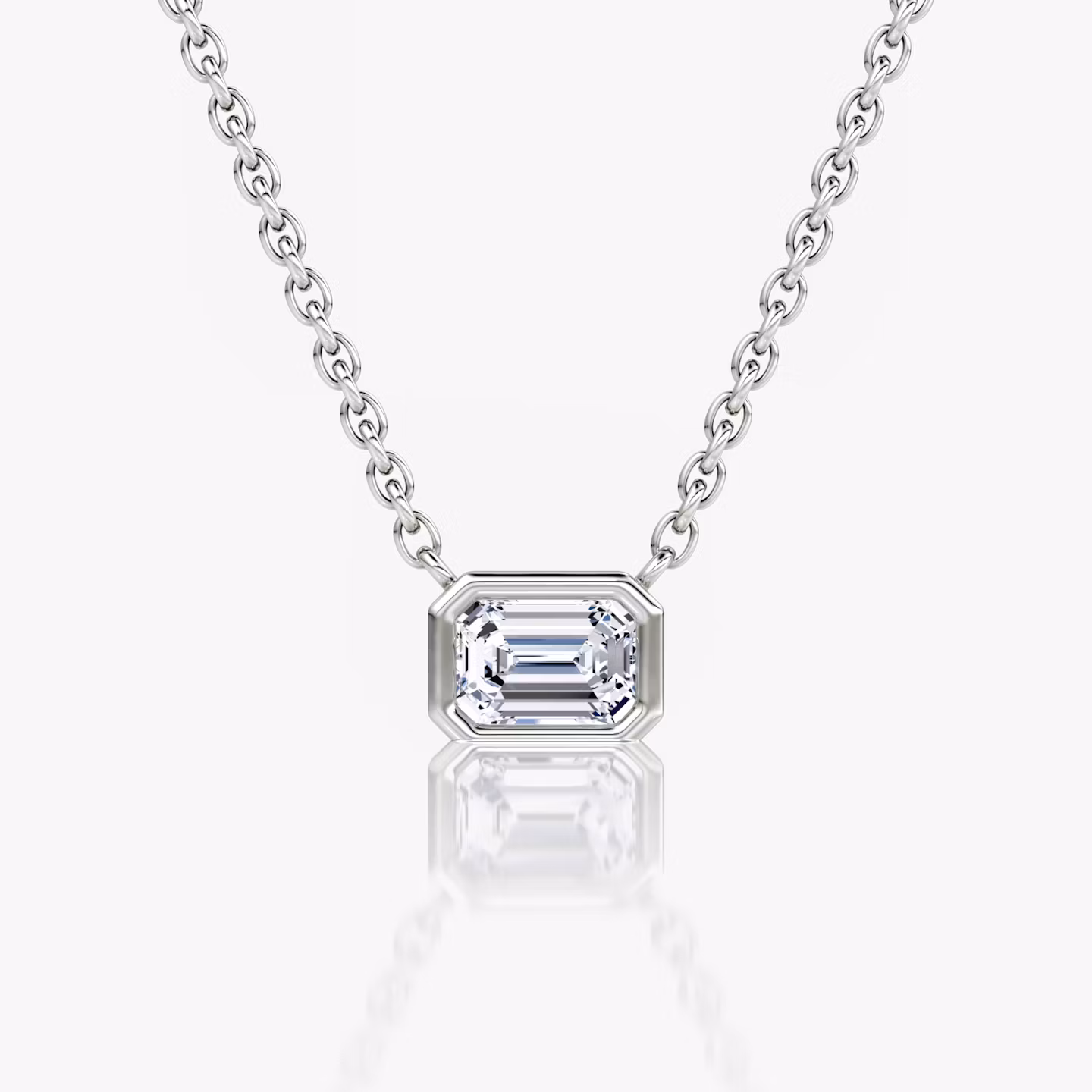 Bezel Solitaire Necklace Emerald | White Gold