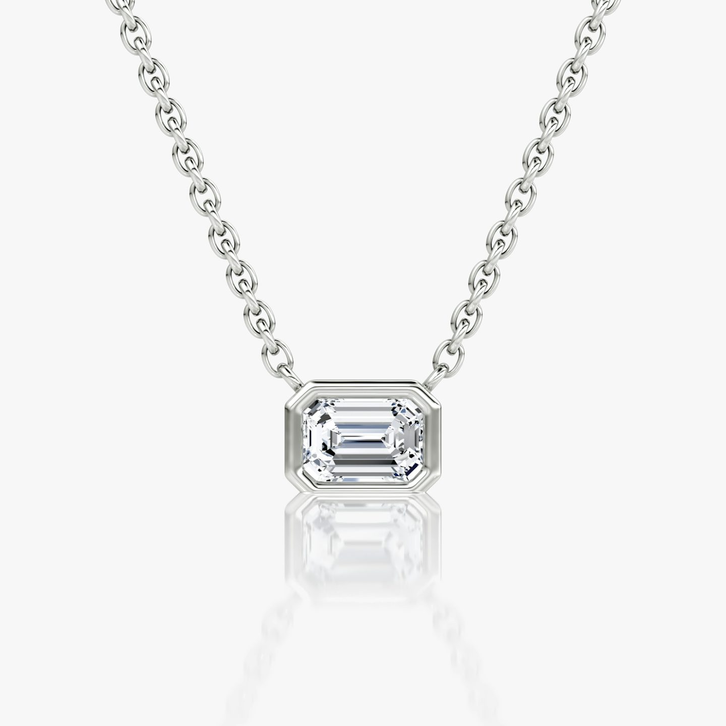 Bezel Solitaire Necklace | Emerald | 14k | White Gold | caratWeight: 0.25ct