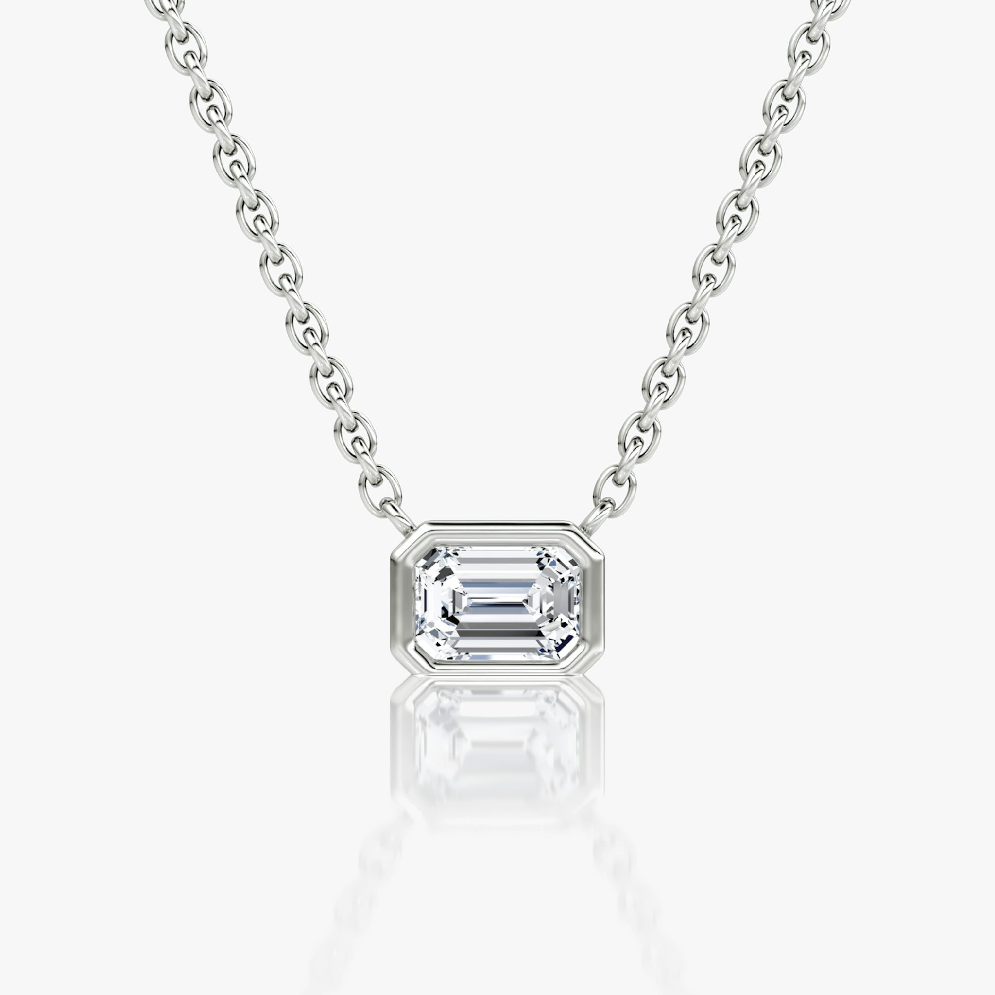 Bezel Solitaire Necklace | Emerald | 14k | White Gold | caratWeight: 0.25ct