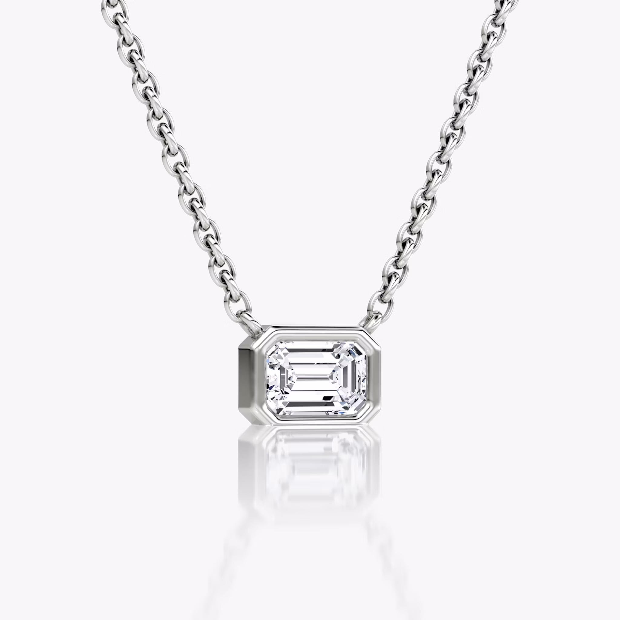 Bezel Solitaire Necklace | Emerald | 14k | White Gold | caratWeight: 0.25ct