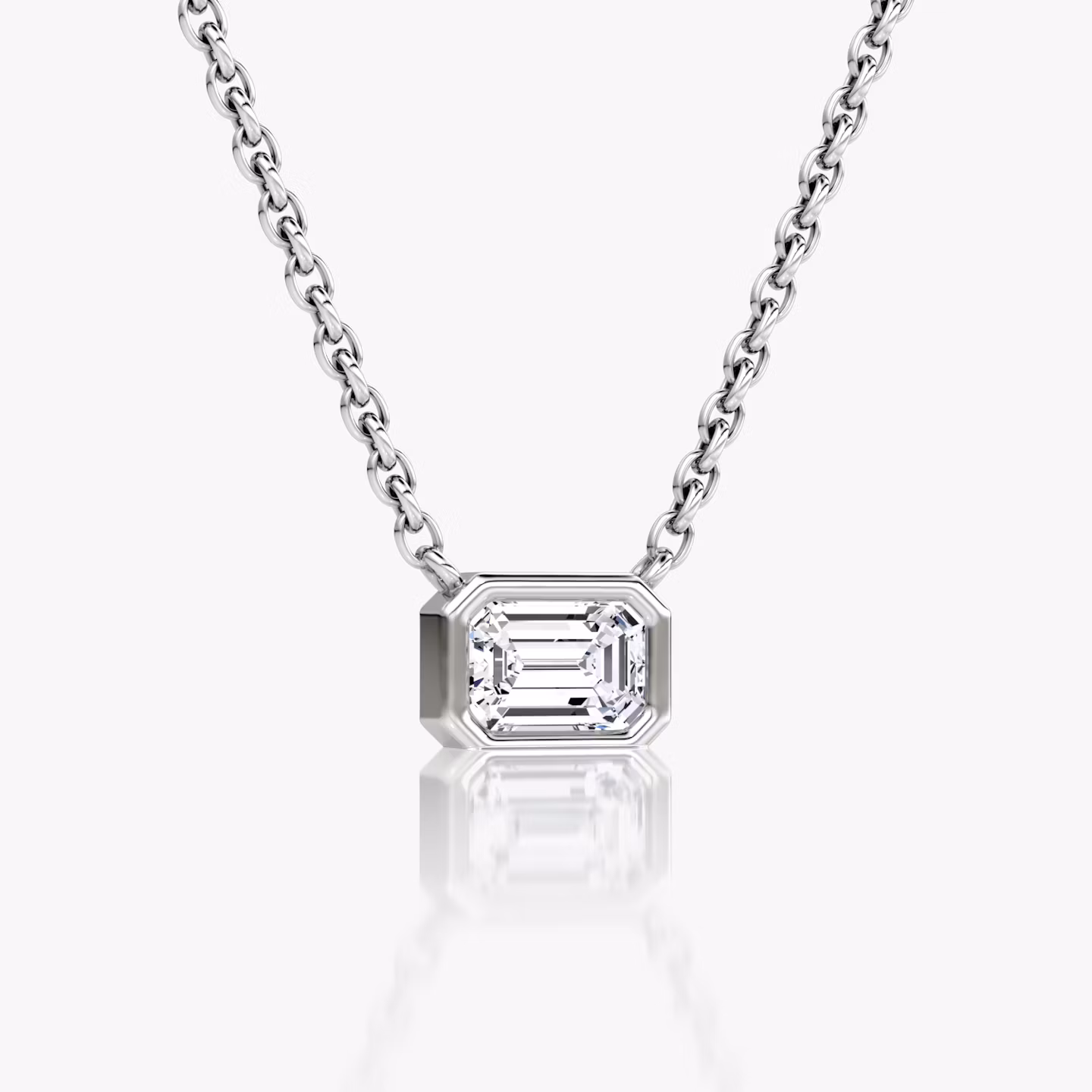Bezel Solitaire Necklace | Emerald | 14k | White Gold | caratWeight: 0.25ct