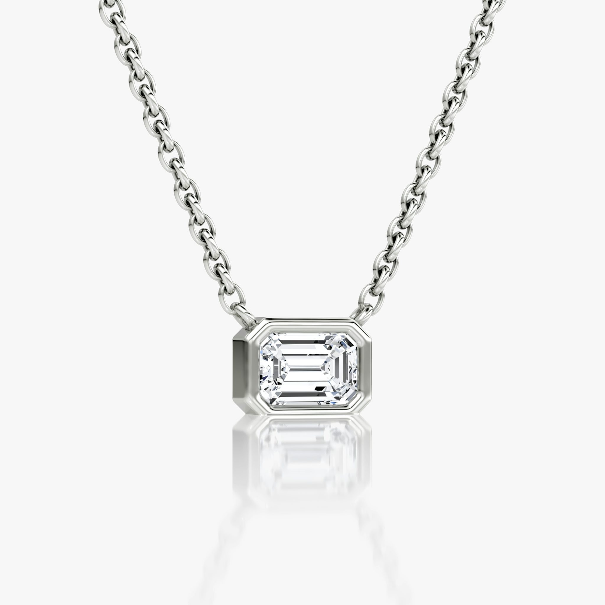 Bezel Solitaire Necklace | Emerald | 14k | White Gold | caratWeight: 0.25ct