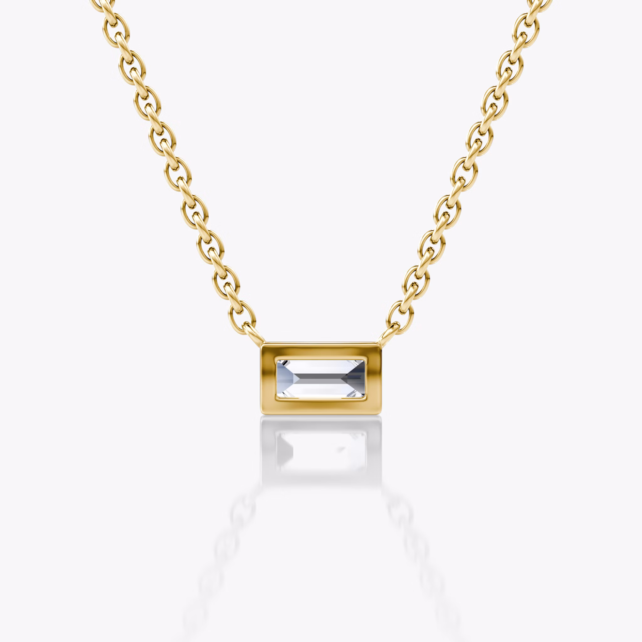 Bezel Solitaire Necklace | Baguette | 14k | Yellow Gold | caratWeight: 0.10ct