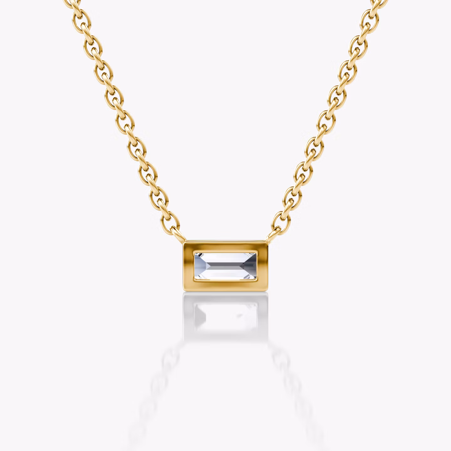 Bezel Solitaire Necklace | Baguette | 14k | Yellow Gold | caratWeight: 0.10ct