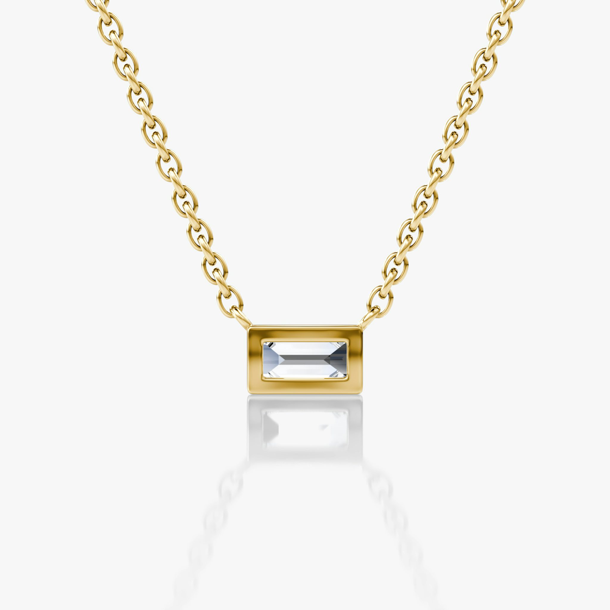 Bezel Solitaire Necklace | Baguette | 14k | Yellow Gold | caratWeight: 0.10ct