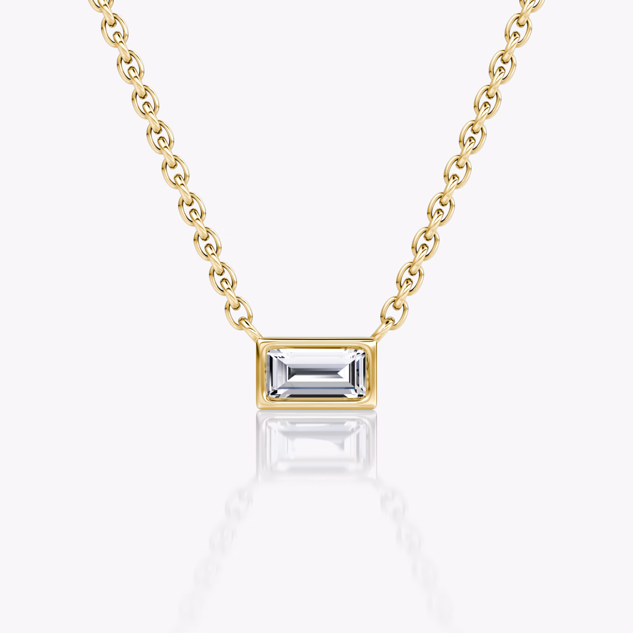 The Knife-Edge Bezel Necklace in gold.
