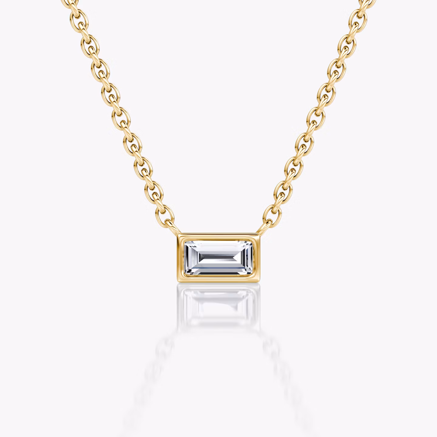 Bezel Solitaire Necklace | Baguette | 14k | Yellow Gold | caratWeight: 0.10ct