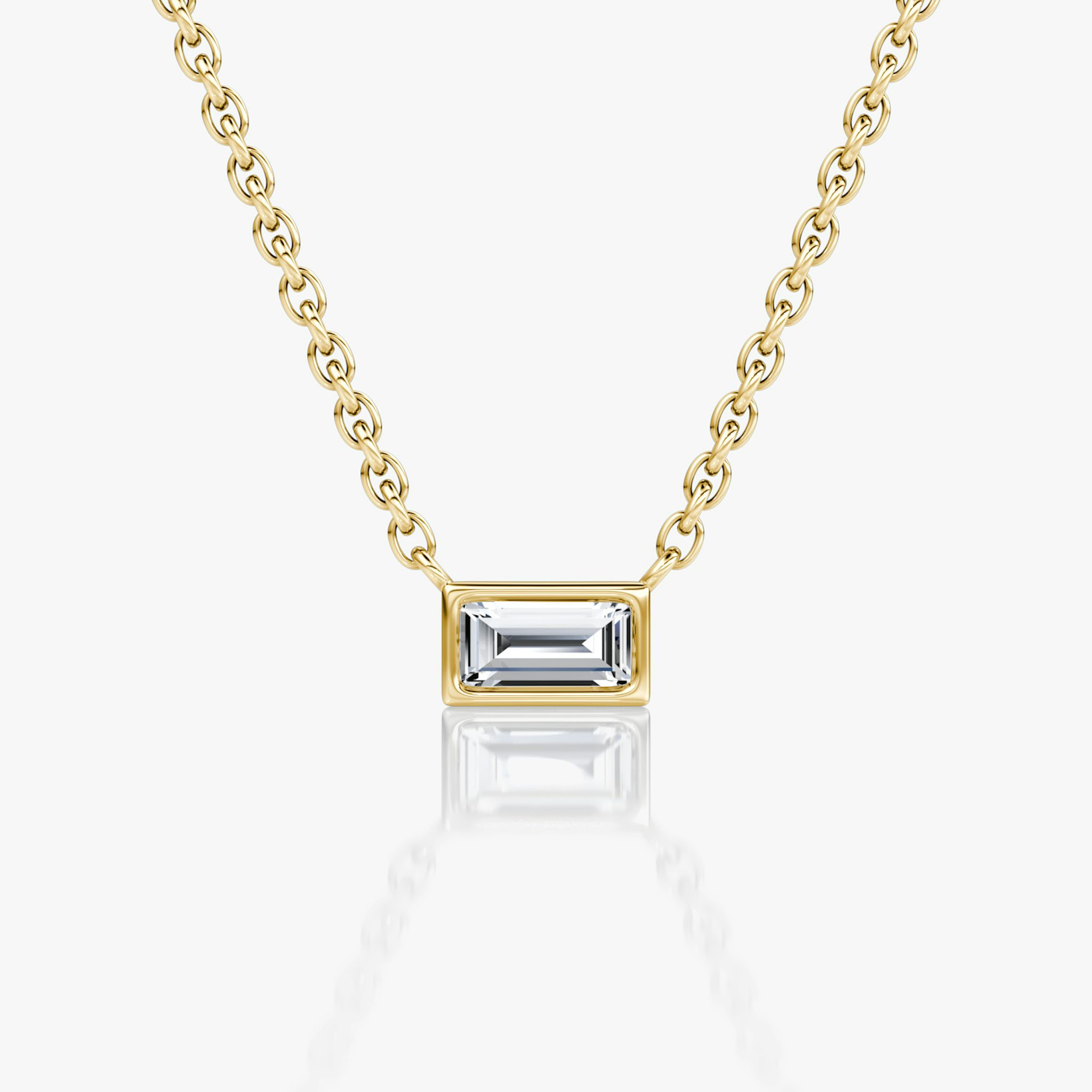 The Knife-Edge Bezel Necklace in gold.