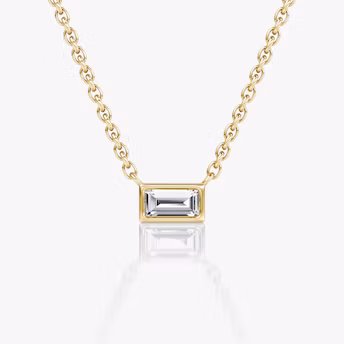 The Knife-Edge Bezel Necklace in gold.