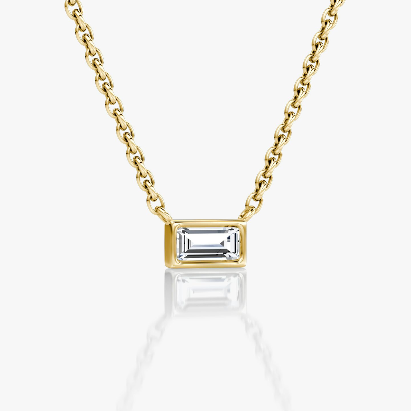 Bezel Solitaire Necklace | Baguette | 14k | Yellow Gold | caratWeight: 0.10ct