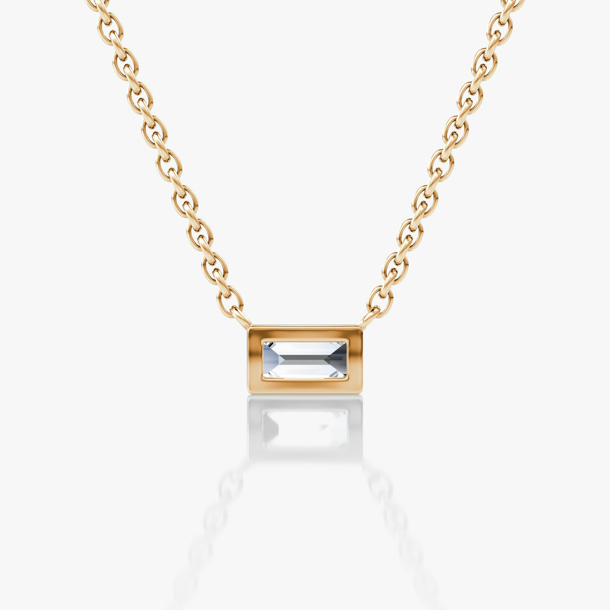 Bezel Solitaire Necklace | Baguette | 14k | Rose Gold | caratWeight: 0.10ct