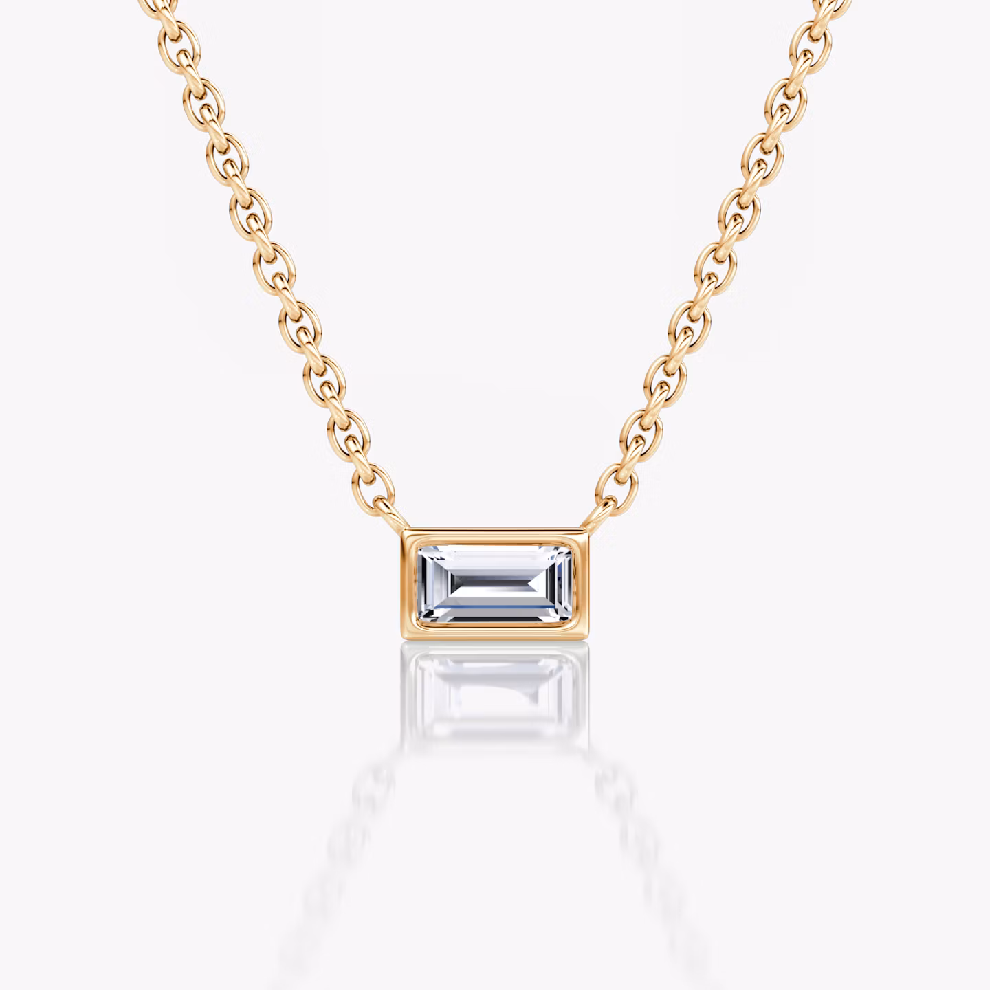 Bezel Solitaire Necklace Baguette | Rose Gold