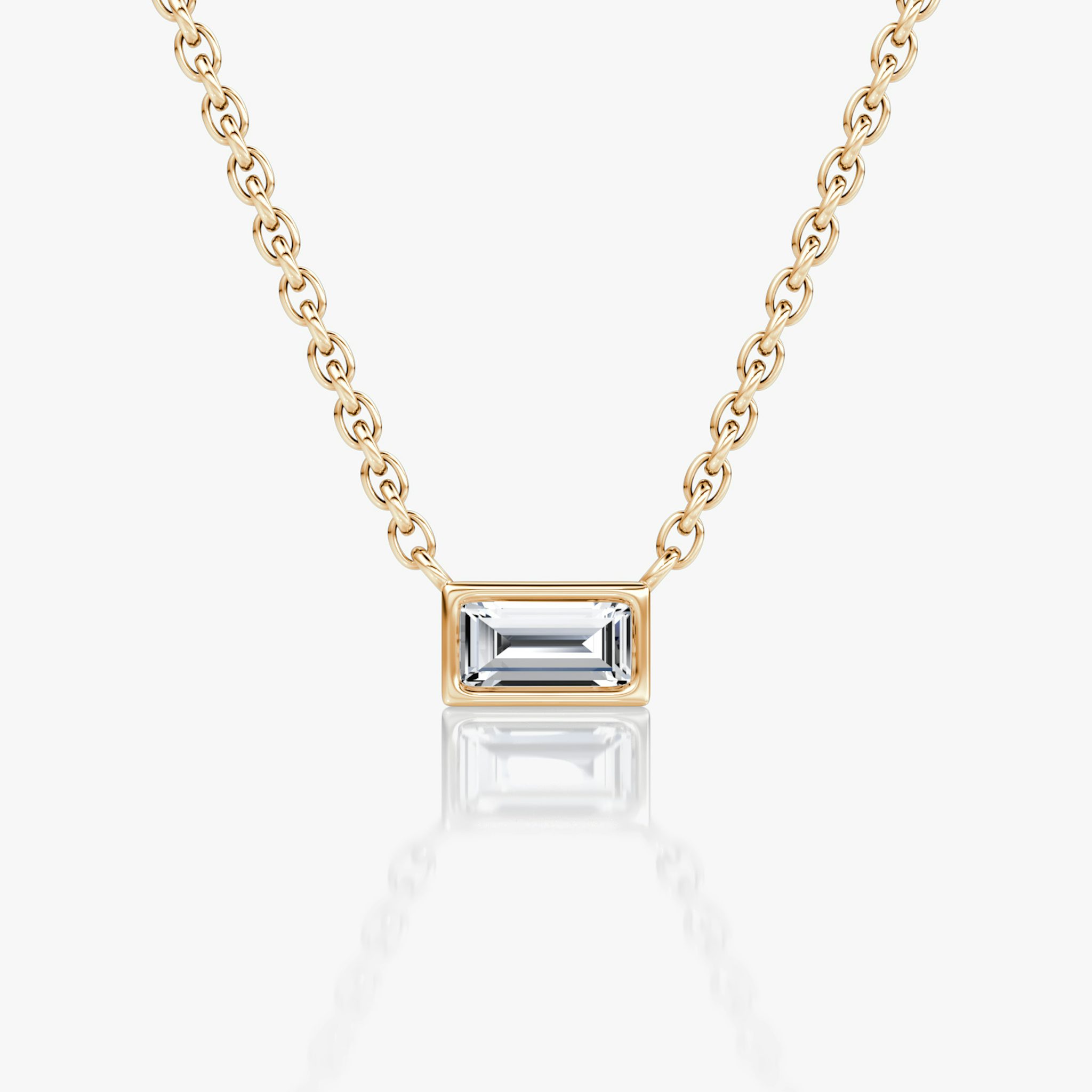 Bezel Solitaire Necklace | Baguette | 14k | Rose Gold | caratWeight: 0.10ct