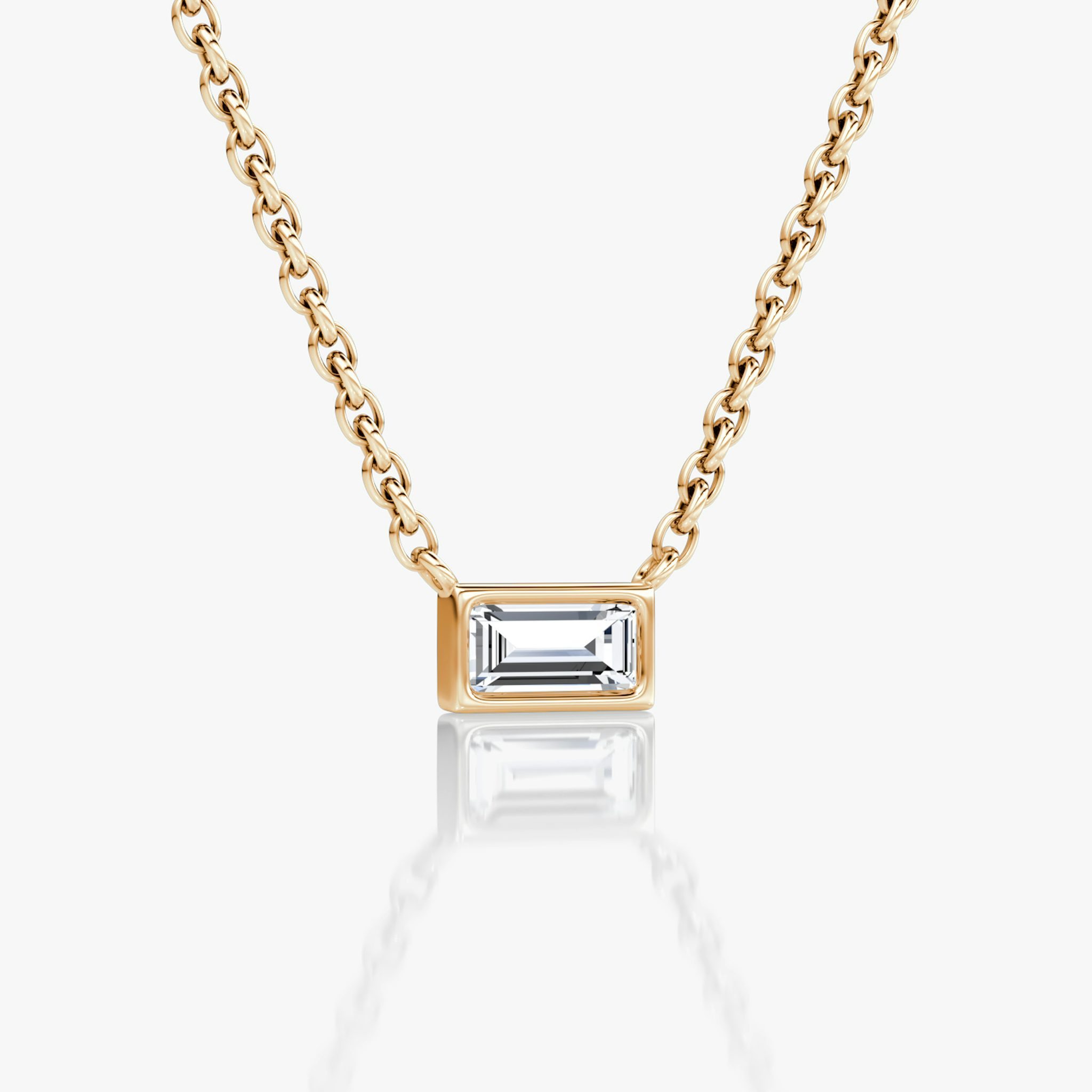 Bezel Solitaire Necklace | Baguette | 14k | Rose Gold | caratWeight: 0.10ct