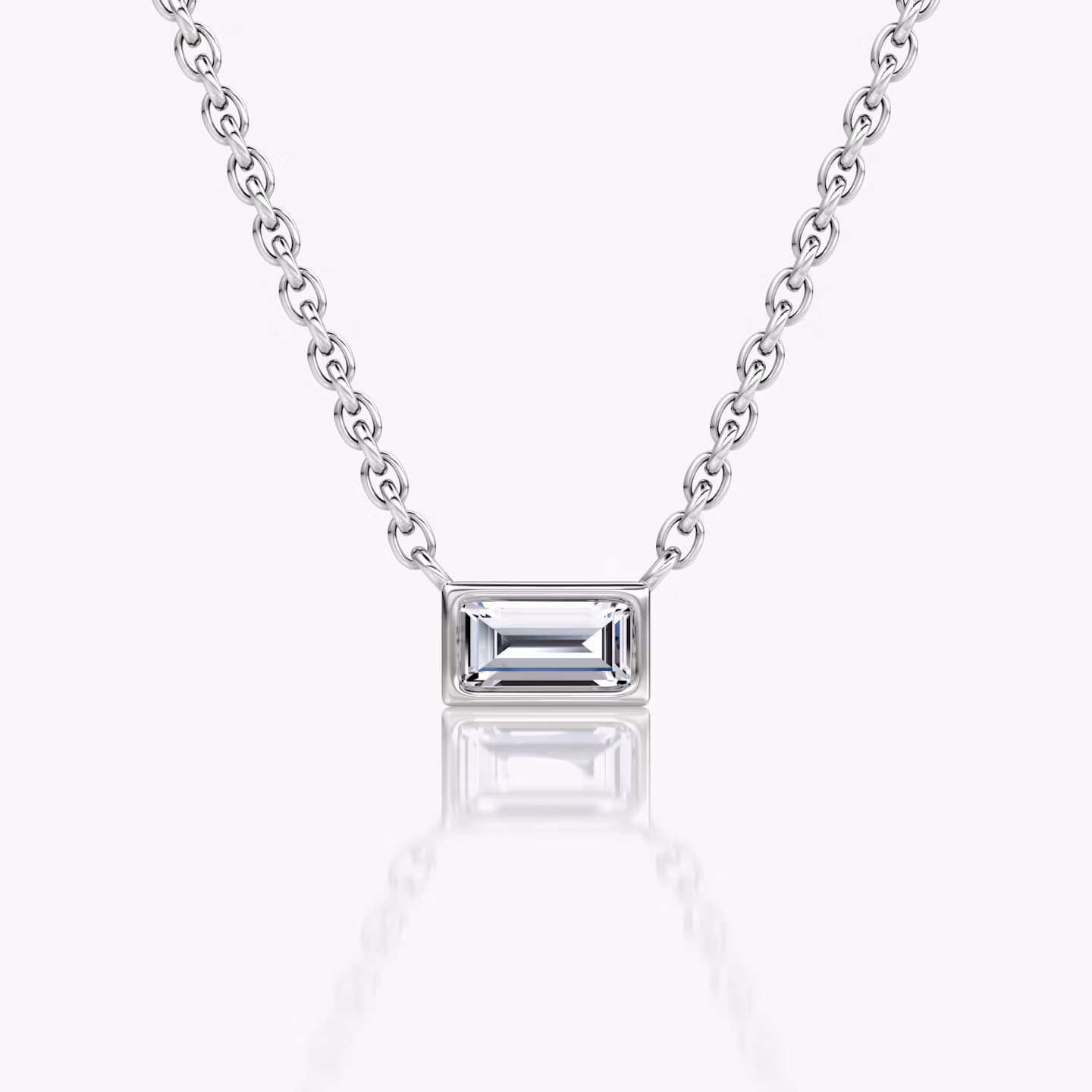 Collar Bezel Solitario Baguette | White Gold
