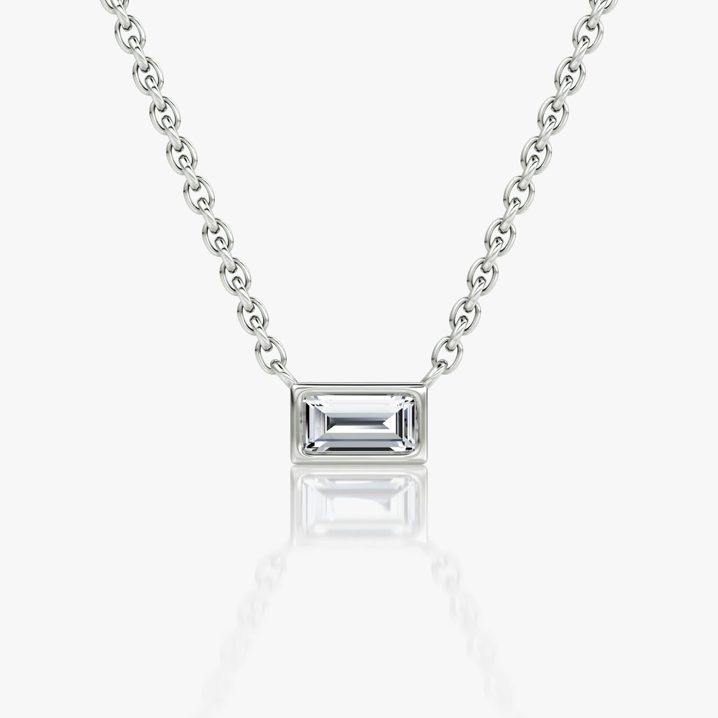 Bezel Solitaire Necklace | Baguette | 14k | White Gold | caratWeight: 0.10ct