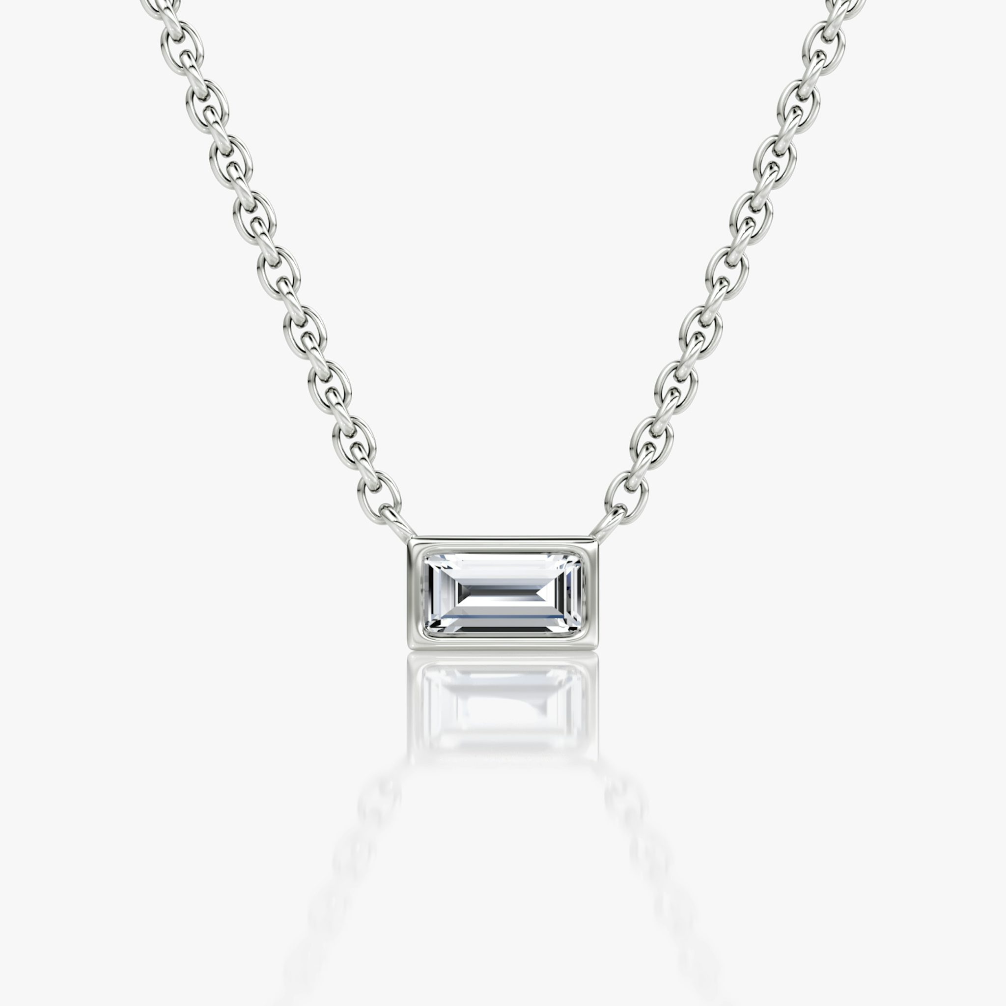 Bezel Solitaire Necklace | Baguette | 14k | White Gold | caratWeight: 0.10ct