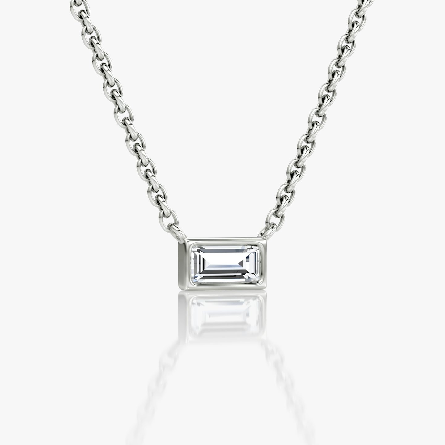 Bezel Solitaire Necklace | Baguette | 14k | White Gold | caratWeight: 0.10ct