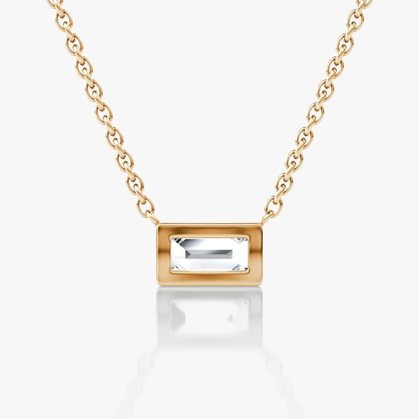 Bezel Solitaire Necklace | Baguette | 14k | Rose Gold | caratWeight: 0.25ct