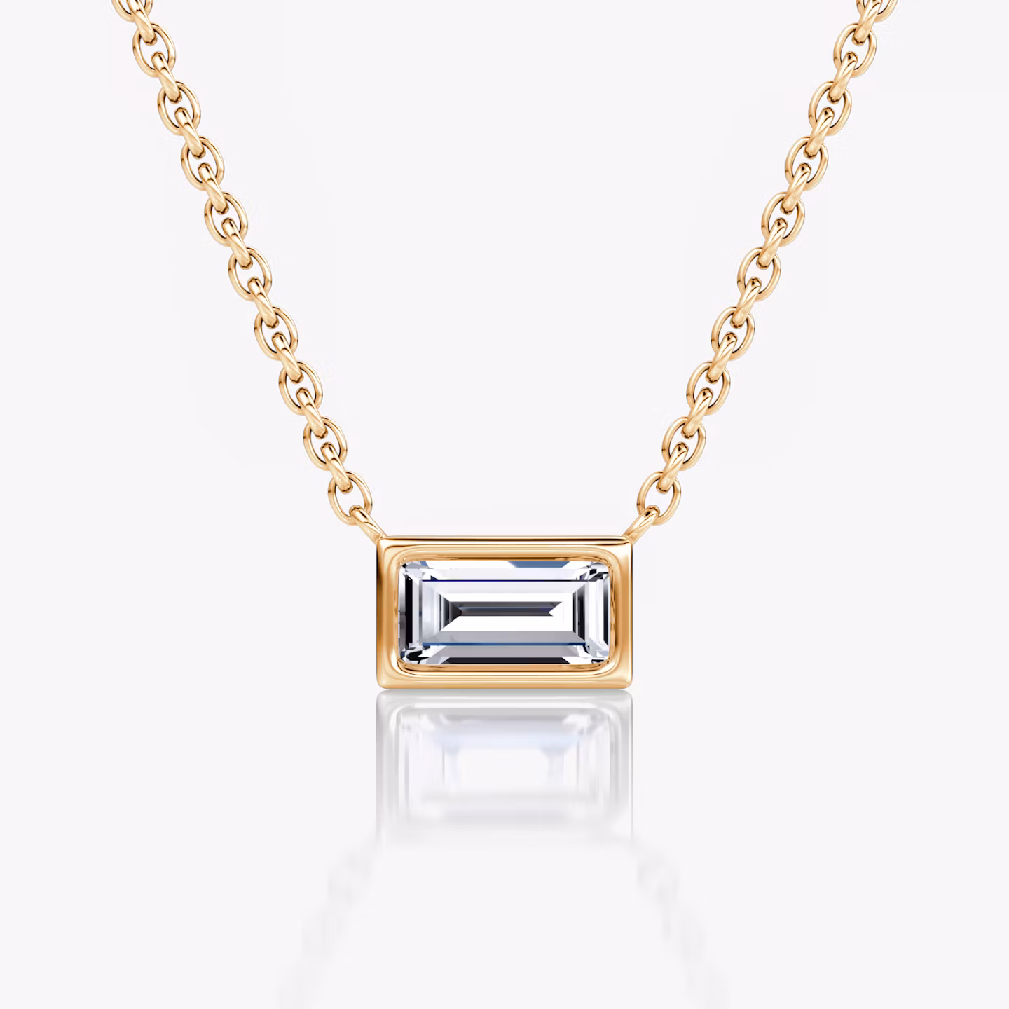 Bezel Solitaire Necklace Baguette | Rose Gold