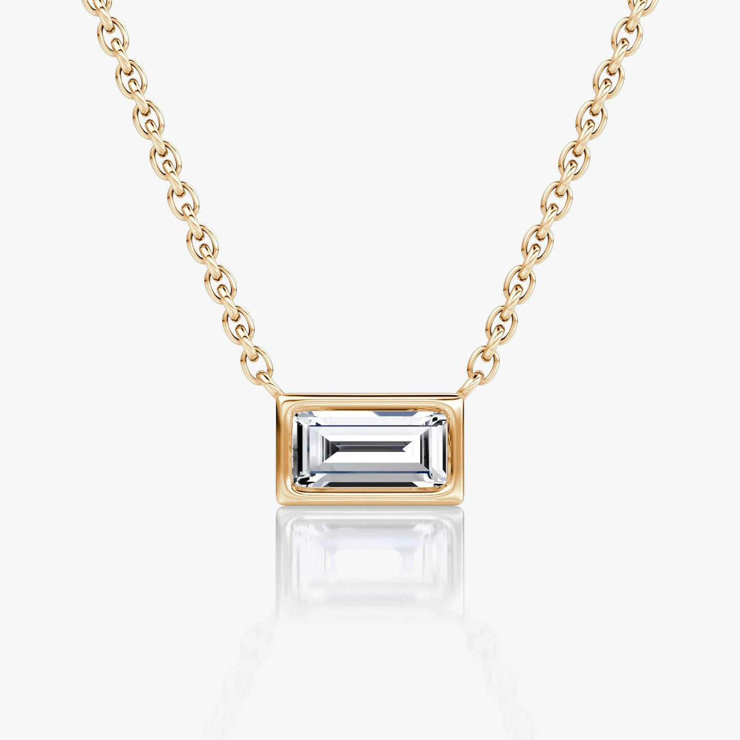 Bezel Solitaire Necklace | Baguette | 14k | Rose Gold | caratWeight: 0.25ct