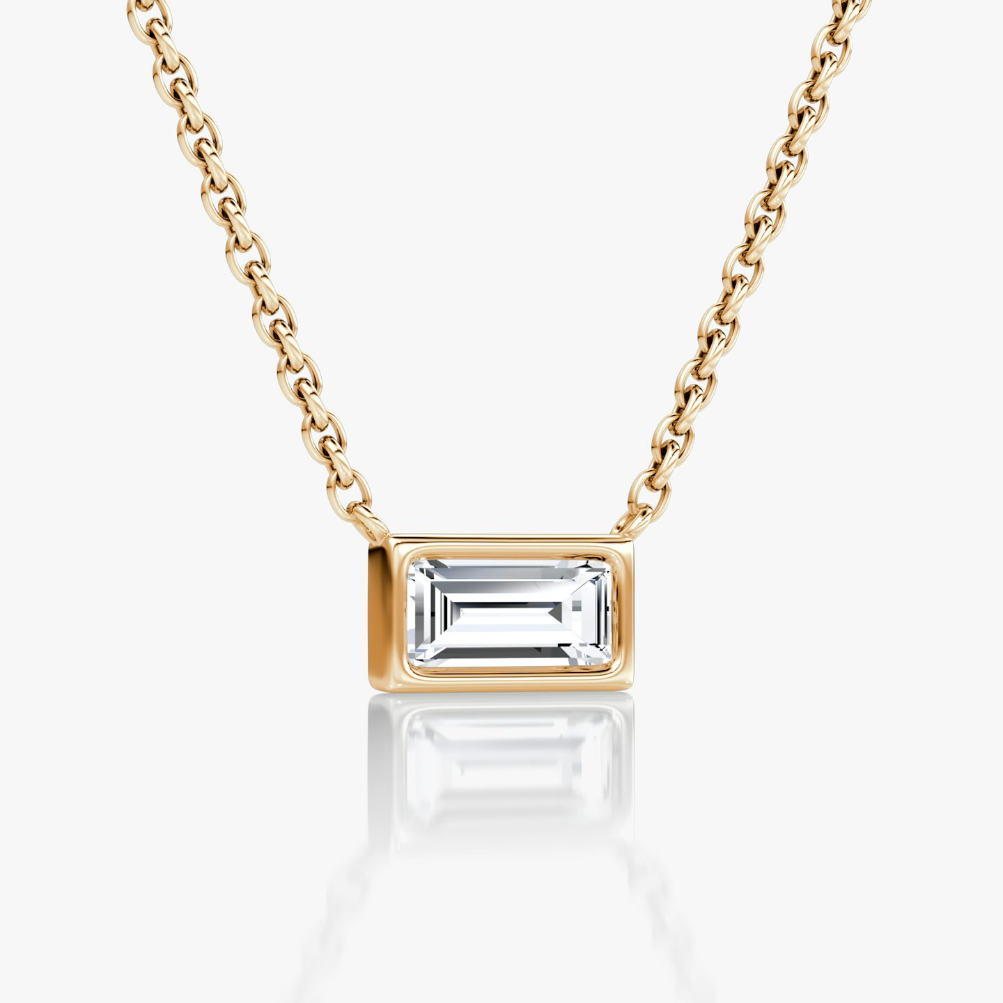Bezel Solitaire Necklace | Baguette | 14k | Rose Gold | caratWeight: 0.25ct