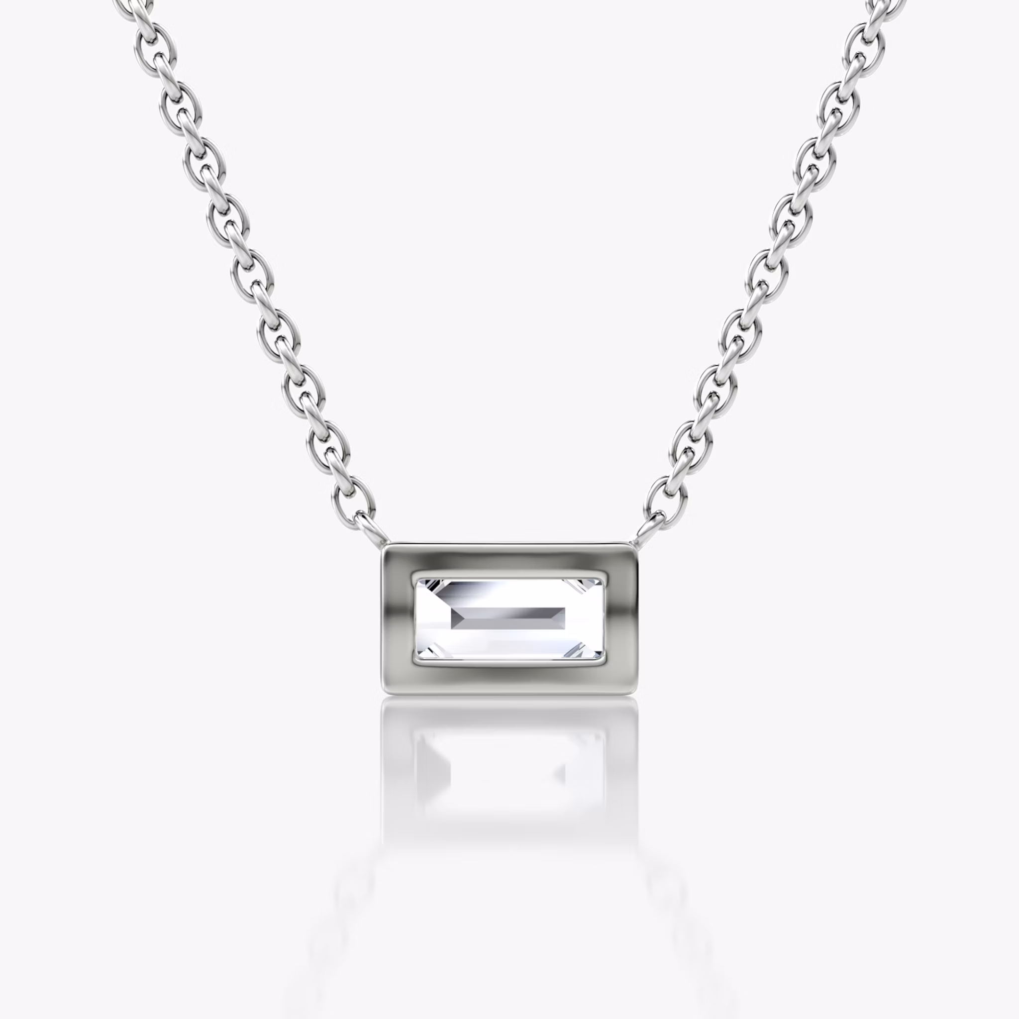 Bezel Solitaire Necklace | Baguette | 14k | White Gold | caratWeight: 0.25ct