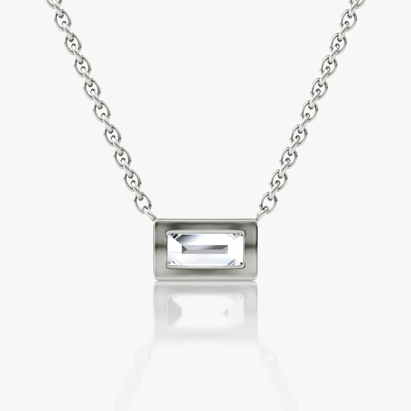 Bezel Solitaire Necklace | Baguette | 14k | White Gold | caratWeight: 0.25ct