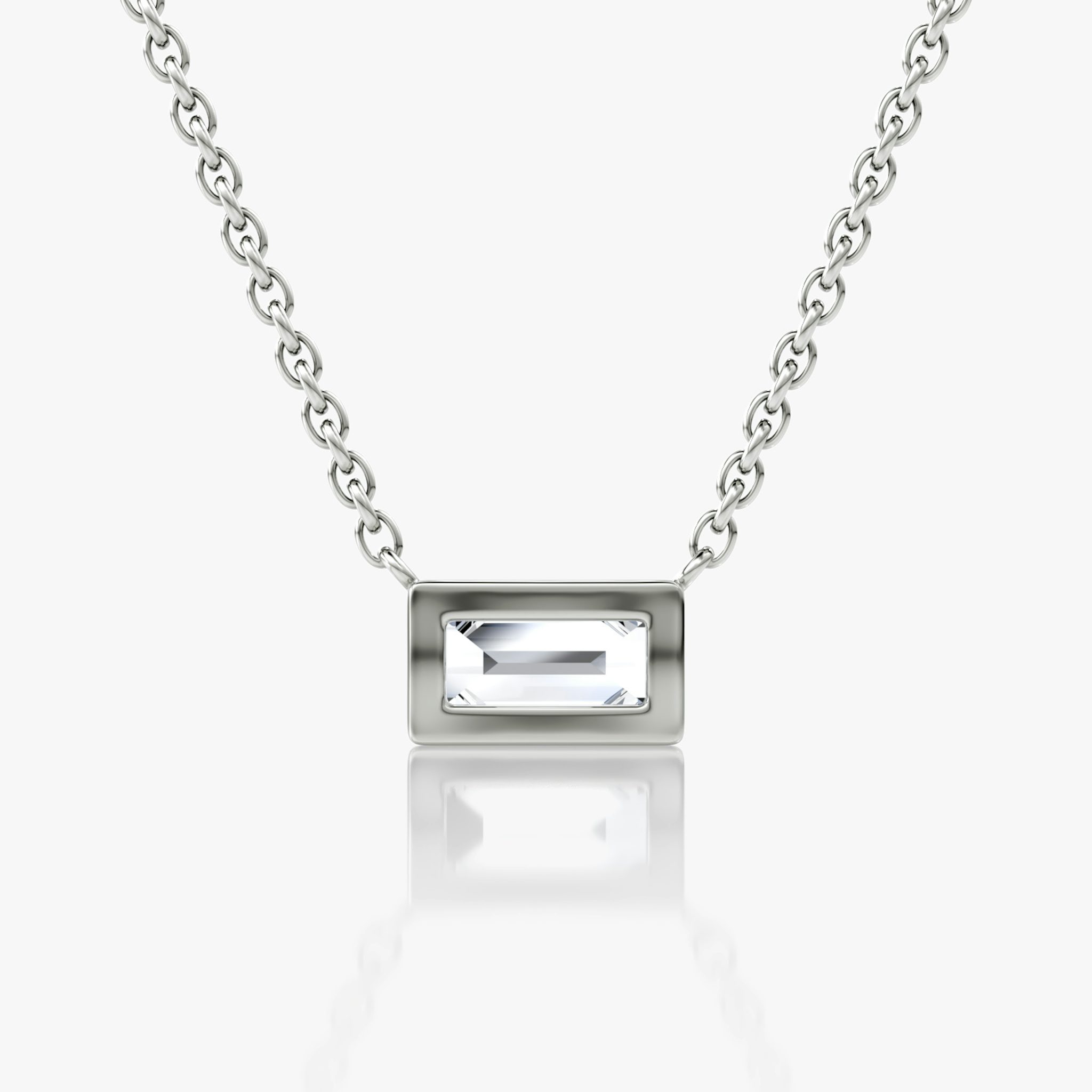 Bezel Solitaire Necklace | Baguette | 14k | White Gold | caratWeight: 0.25ct