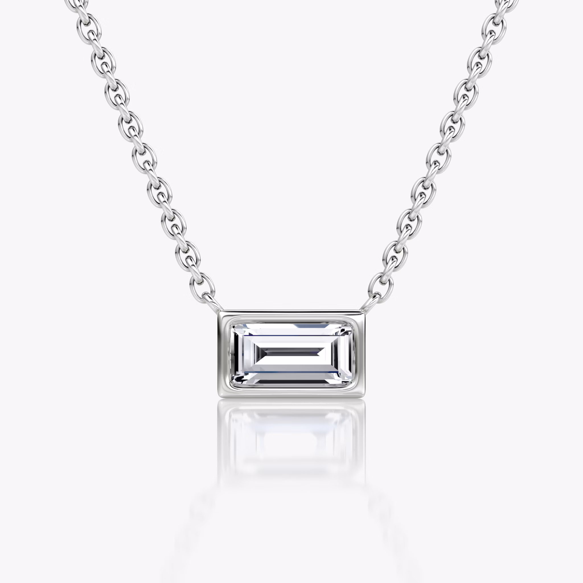 Bezel Solitaire Necklace | Baguette | 14k | White Gold | caratWeight: 0.25ct