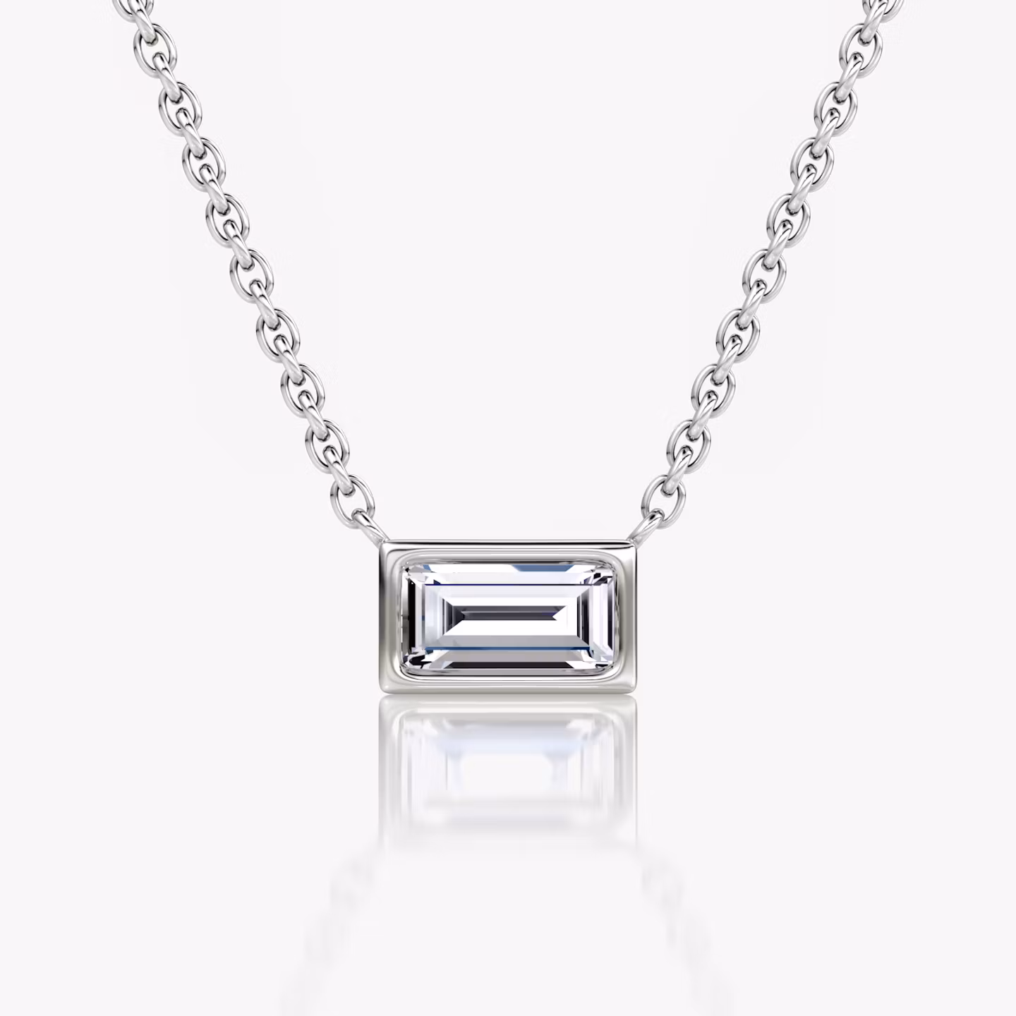Collar Bezel Solitario Baguette | White Gold