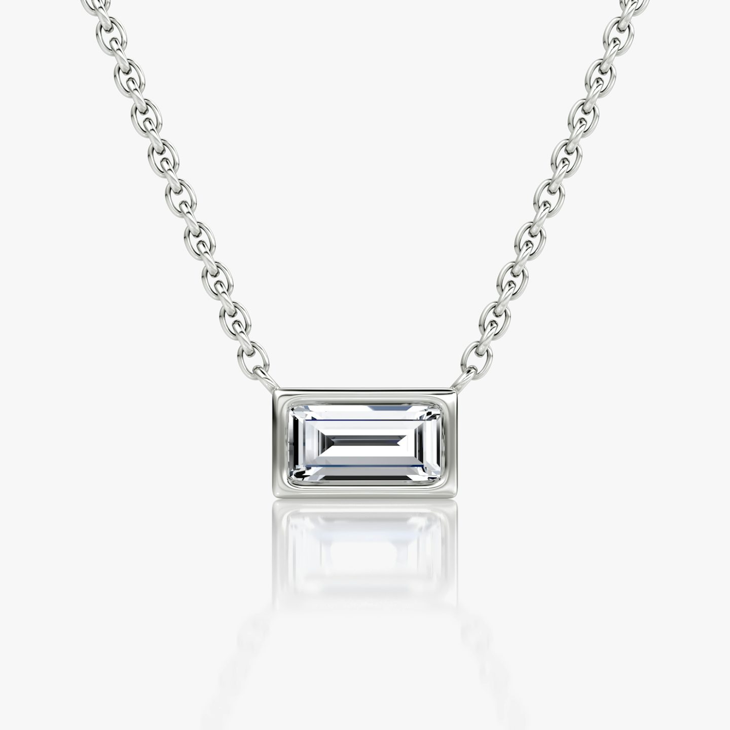 Bezel Solitaire Necklace | Baguette | 14k | White Gold | caratWeight: 0.25ct