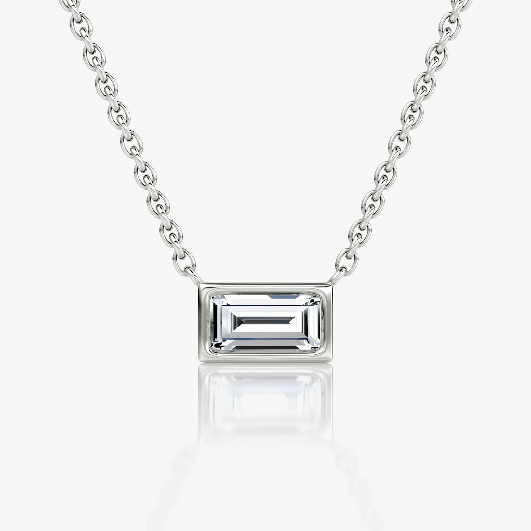 Bezel Solitaire Necklace | Baguette | 14k | White Gold | caratWeight: 0.25ct
