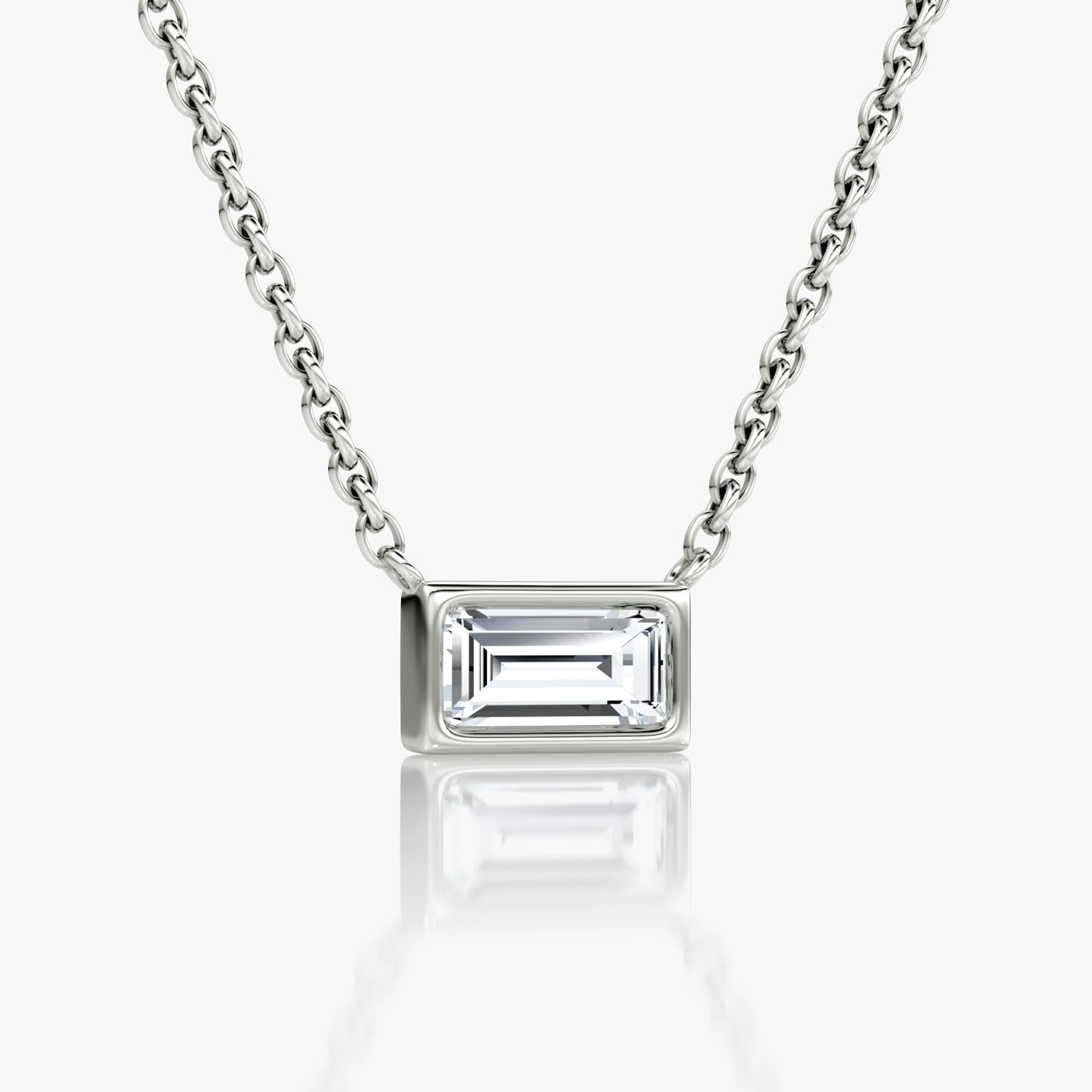 Bezel Solitaire Necklace | Baguette | 14k | White Gold | caratWeight: 0.25ct