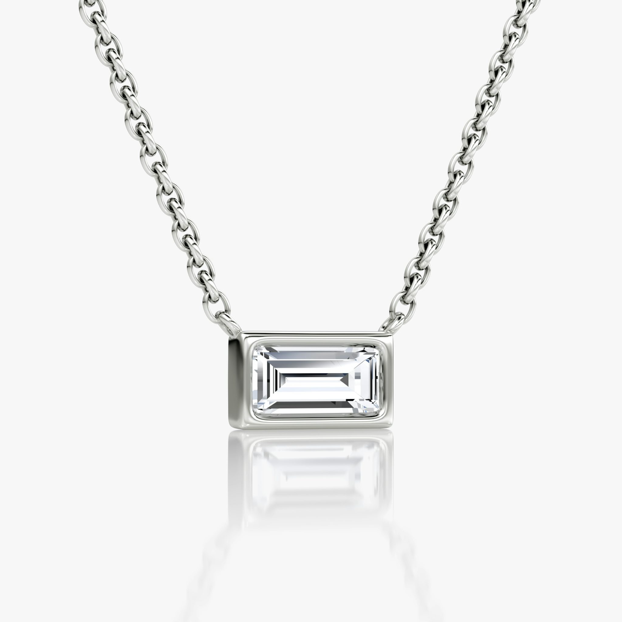 Bezel Solitaire Necklace | Baguette | 14k | White Gold | caratWeight: 0.25ct