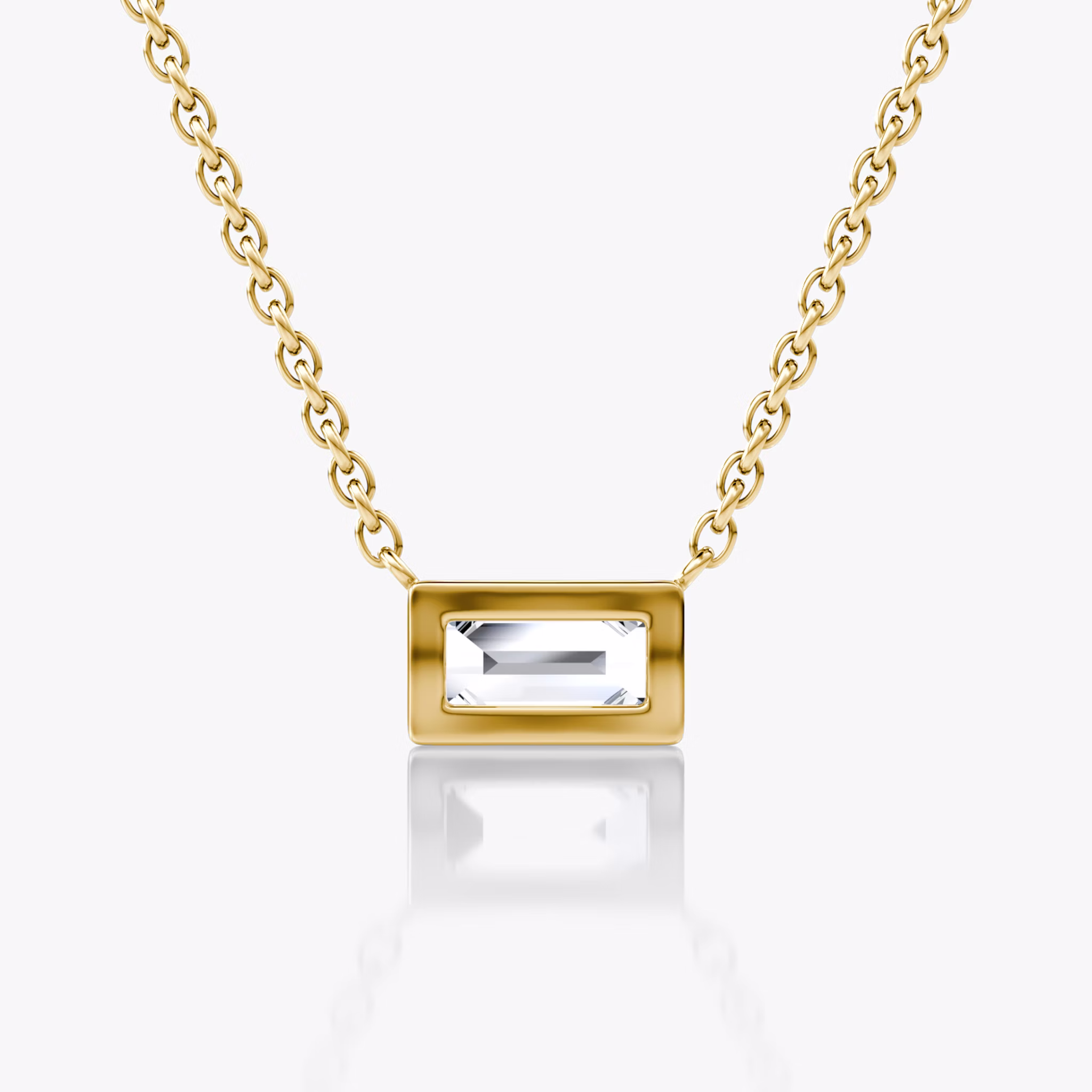 Bezel Solitaire Necklace | Baguette | 14k | Yellow Gold | caratWeight: 0.25ct
