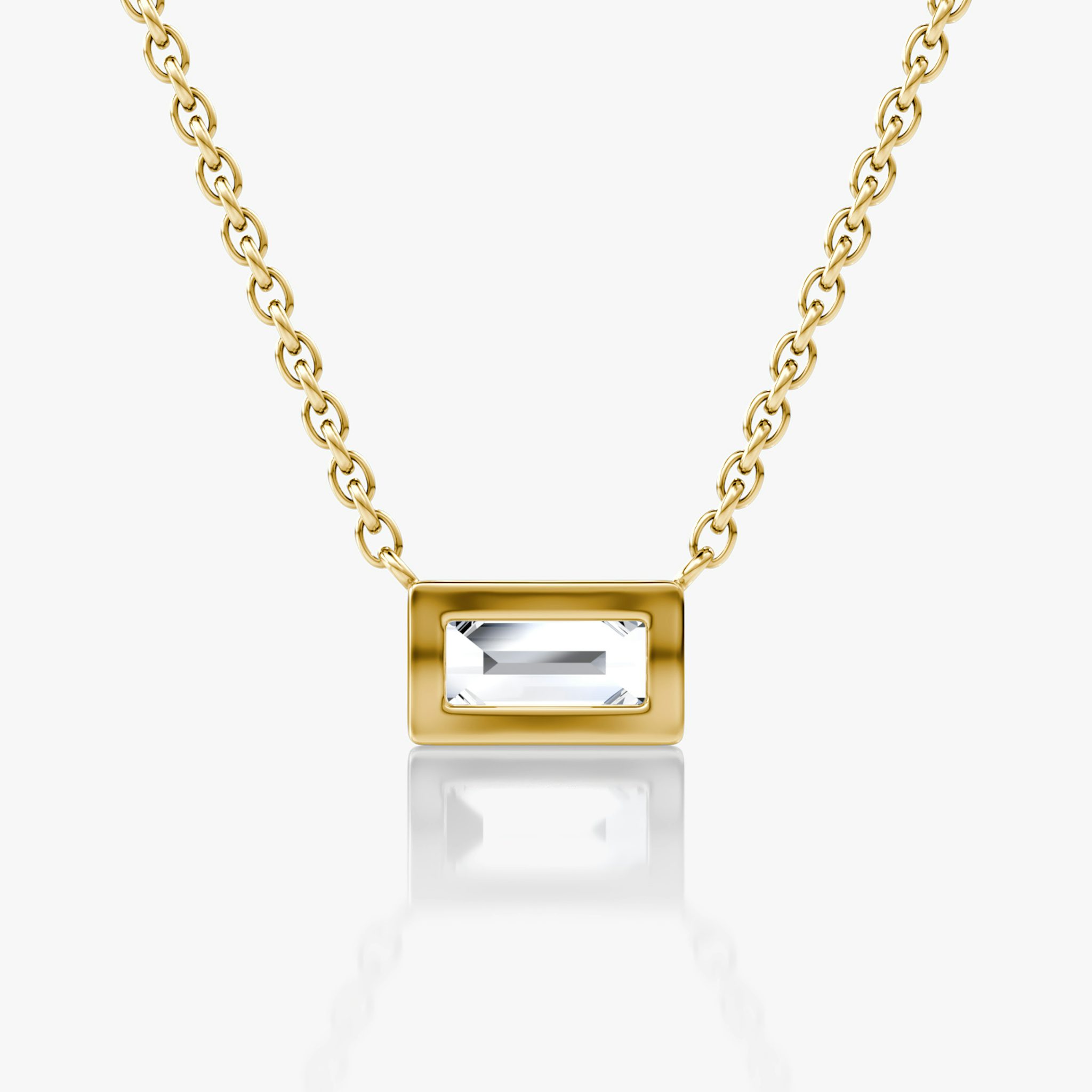 Bezel Solitaire Necklace | Baguette | 14k | Yellow Gold | caratWeight: 0.25ct