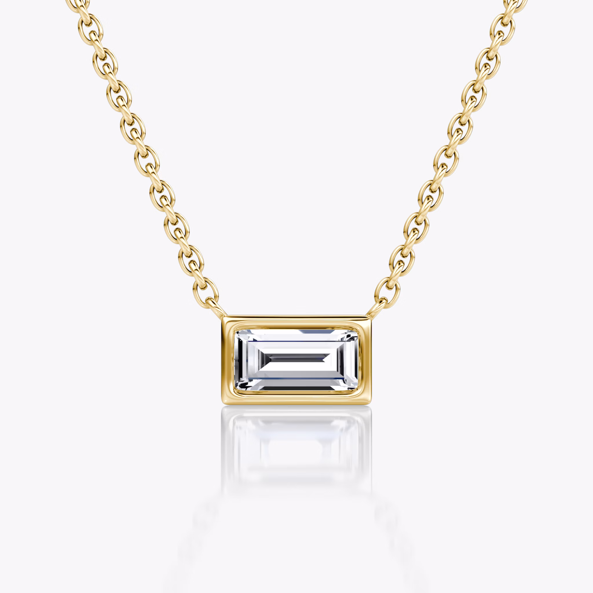 Bezel Solitaire Necklace | Baguette | 14k | Yellow Gold | caratWeight: 0.25ct