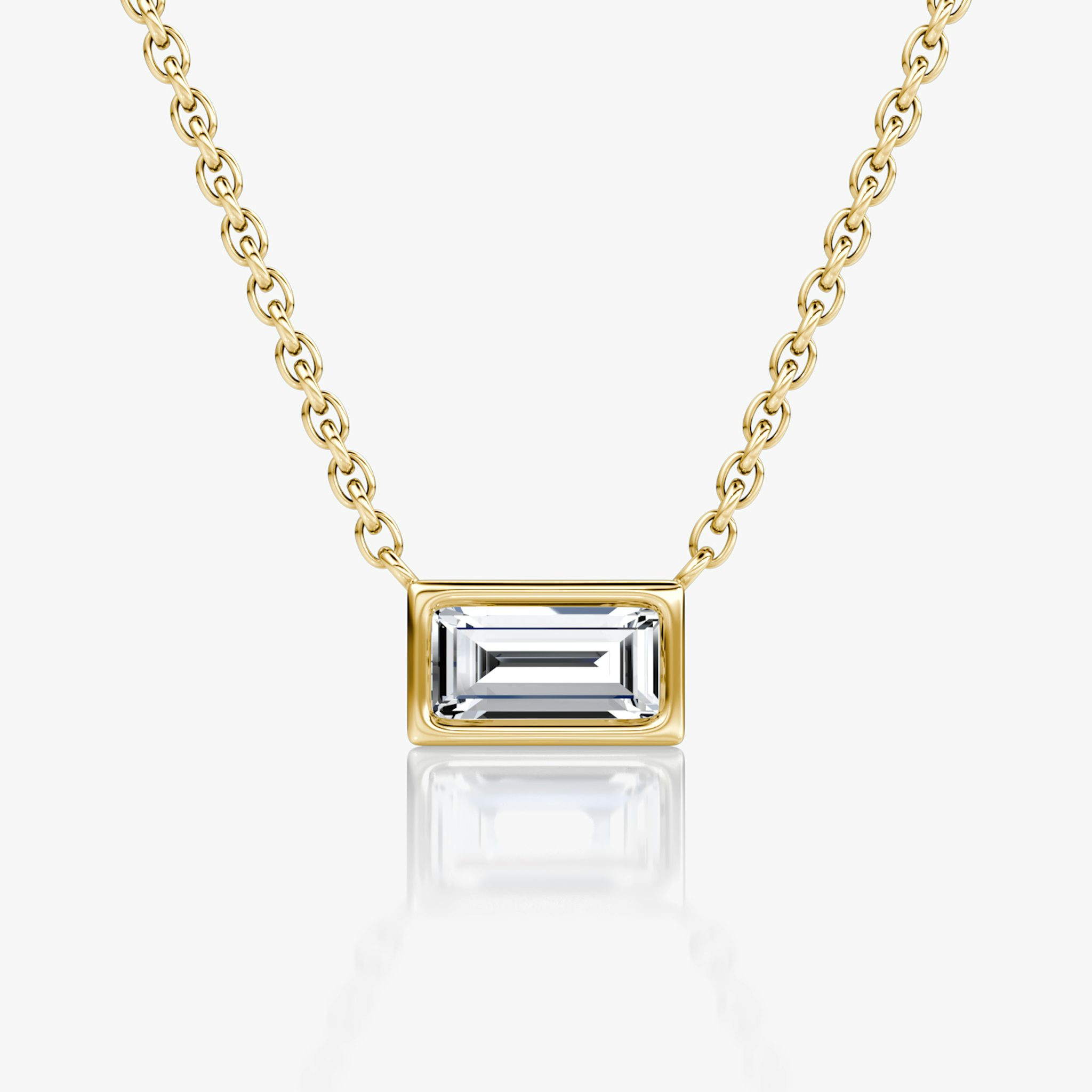 Bezel Solitaire Necklace | Baguette | 14k | Yellow Gold | caratWeight: 0.25ct