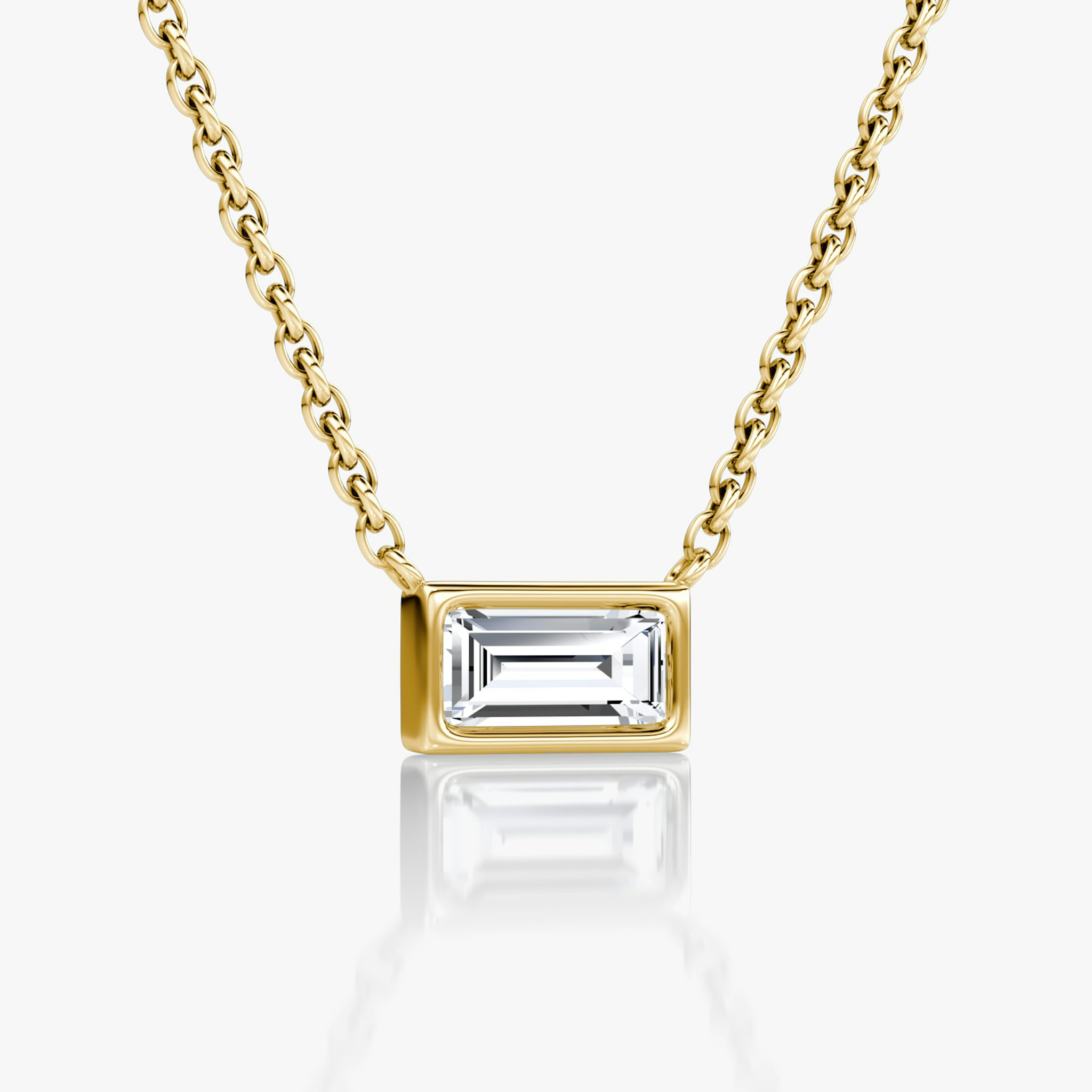 Bezel Solitaire Necklace | Baguette | 14k | Yellow Gold | caratWeight: 0.25ct
