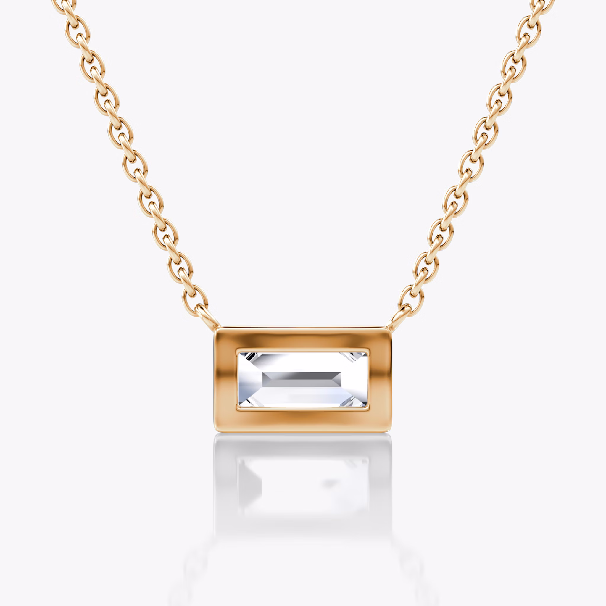 Bezel Solitaire Necklace | Baguette | 14k | Rose Gold | caratWeight: 0.50ct