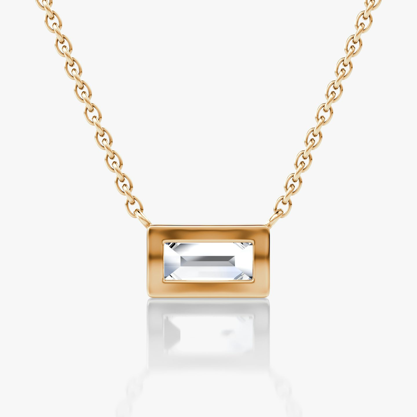 Bezel Solitaire Necklace | Baguette | 14k | Rose Gold | caratWeight: 0.50ct