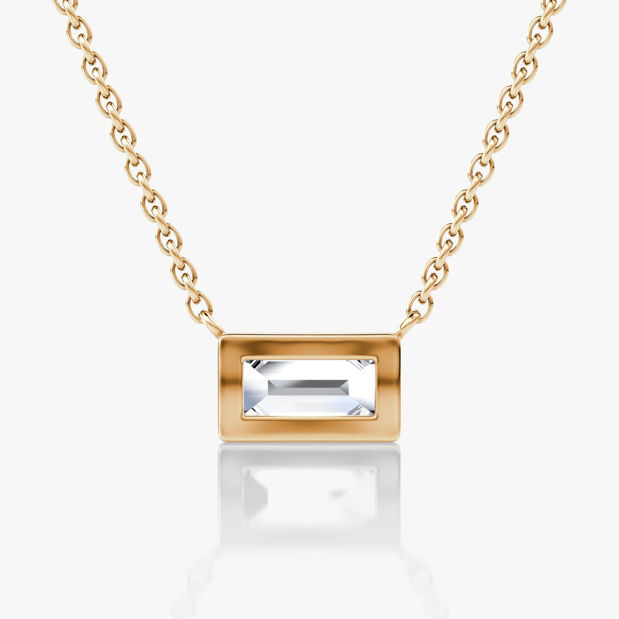 Bezel Solitaire Necklace | Baguette | 14k | Rose Gold | caratWeight: 0.50ct