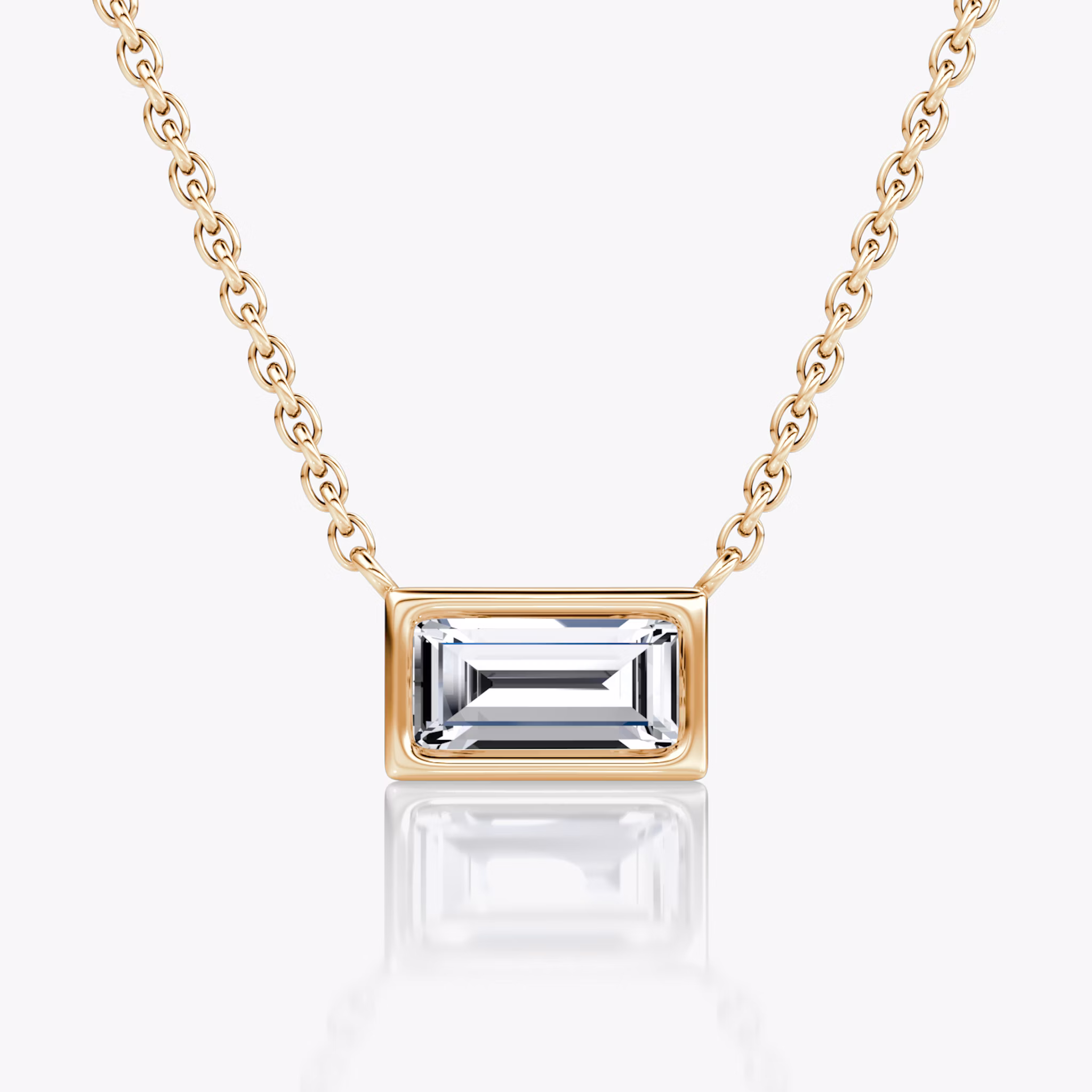 Bezel Solitaire Necklace | Baguette | 14k | Rose Gold | caratWeight: 0.50ct