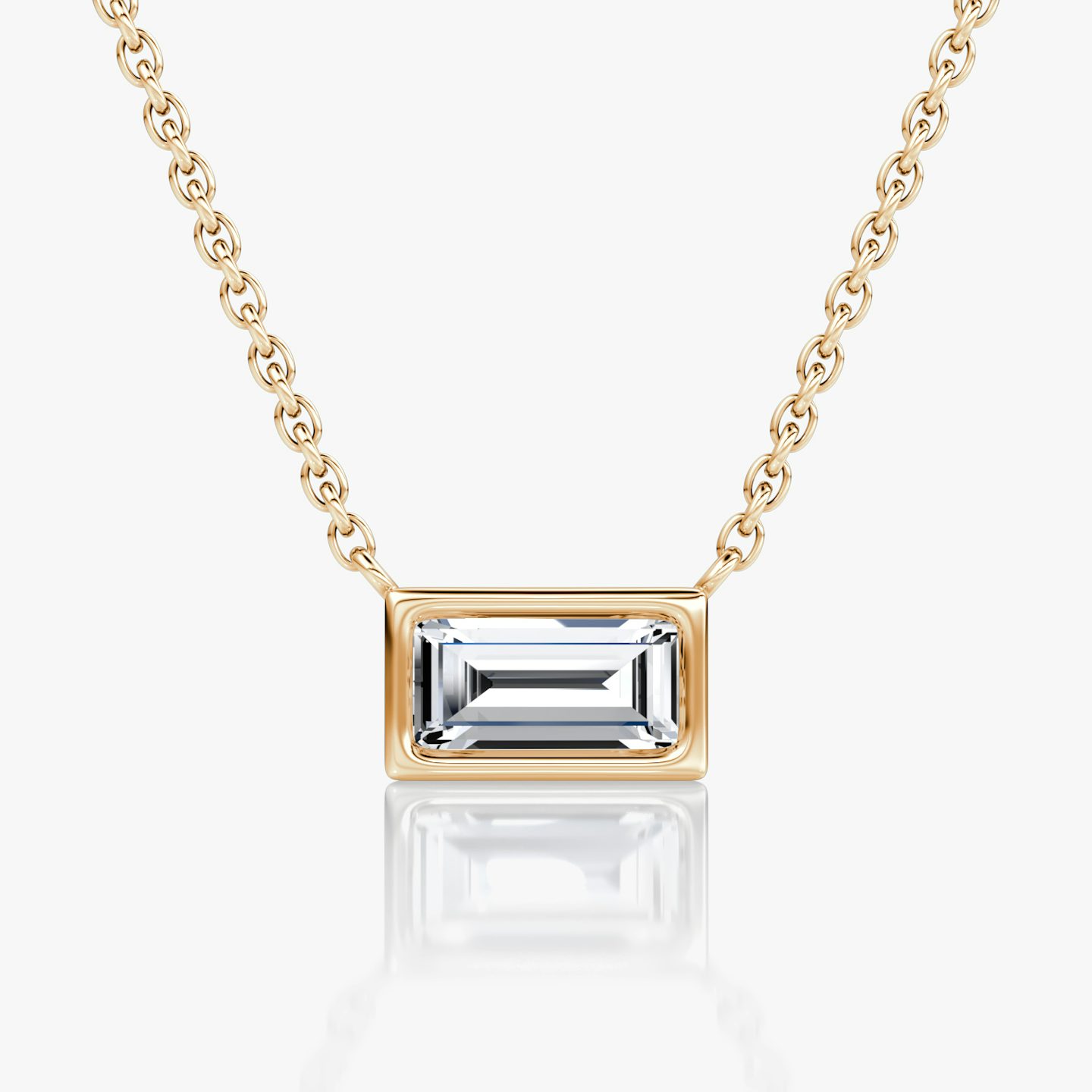 Bezel Solitaire Necklace | Baguette | 14k | Rose Gold | caratWeight: 0.50ct