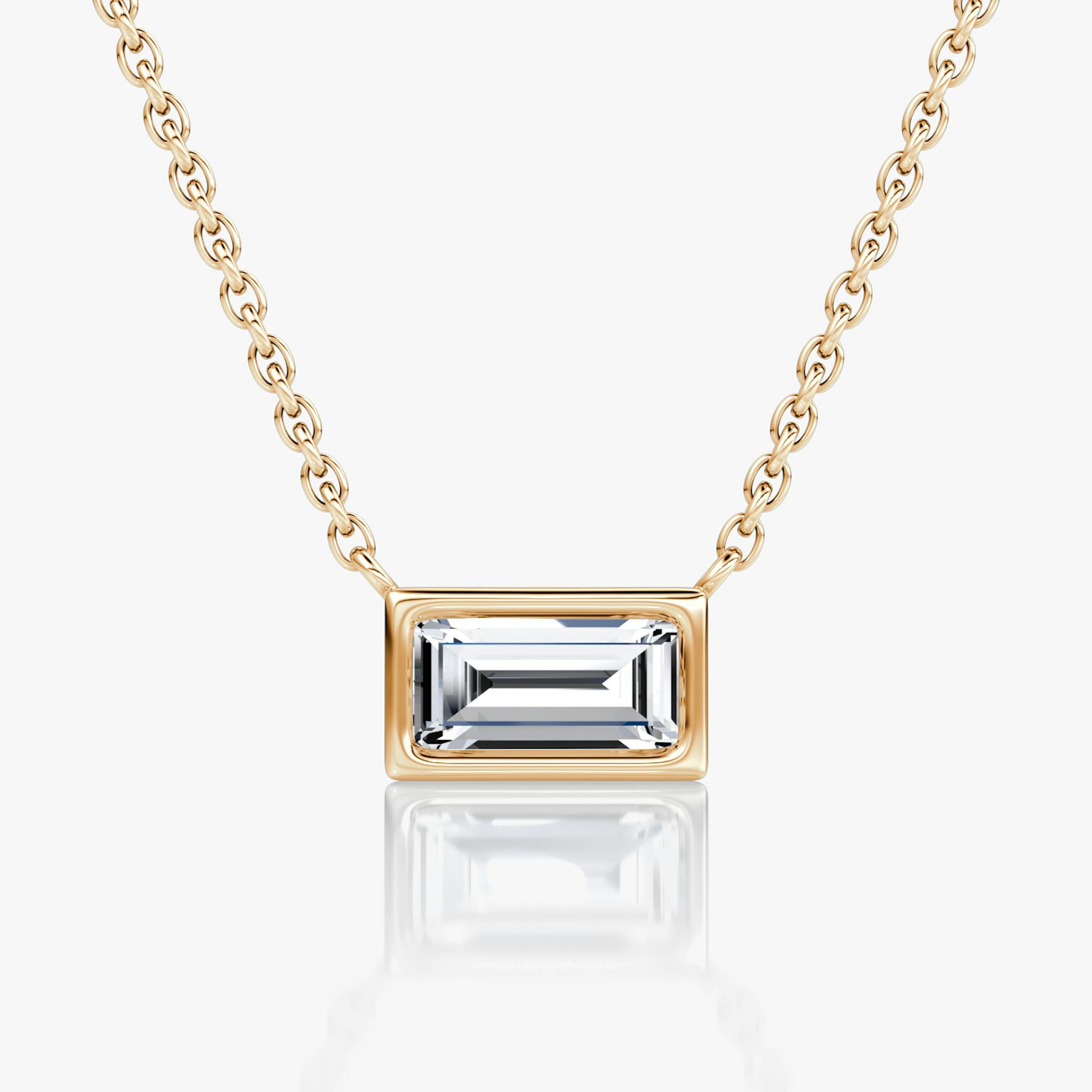Bezel Solitaire Necklace | Baguette | 14k | Rose Gold | caratWeight: 0.50ct